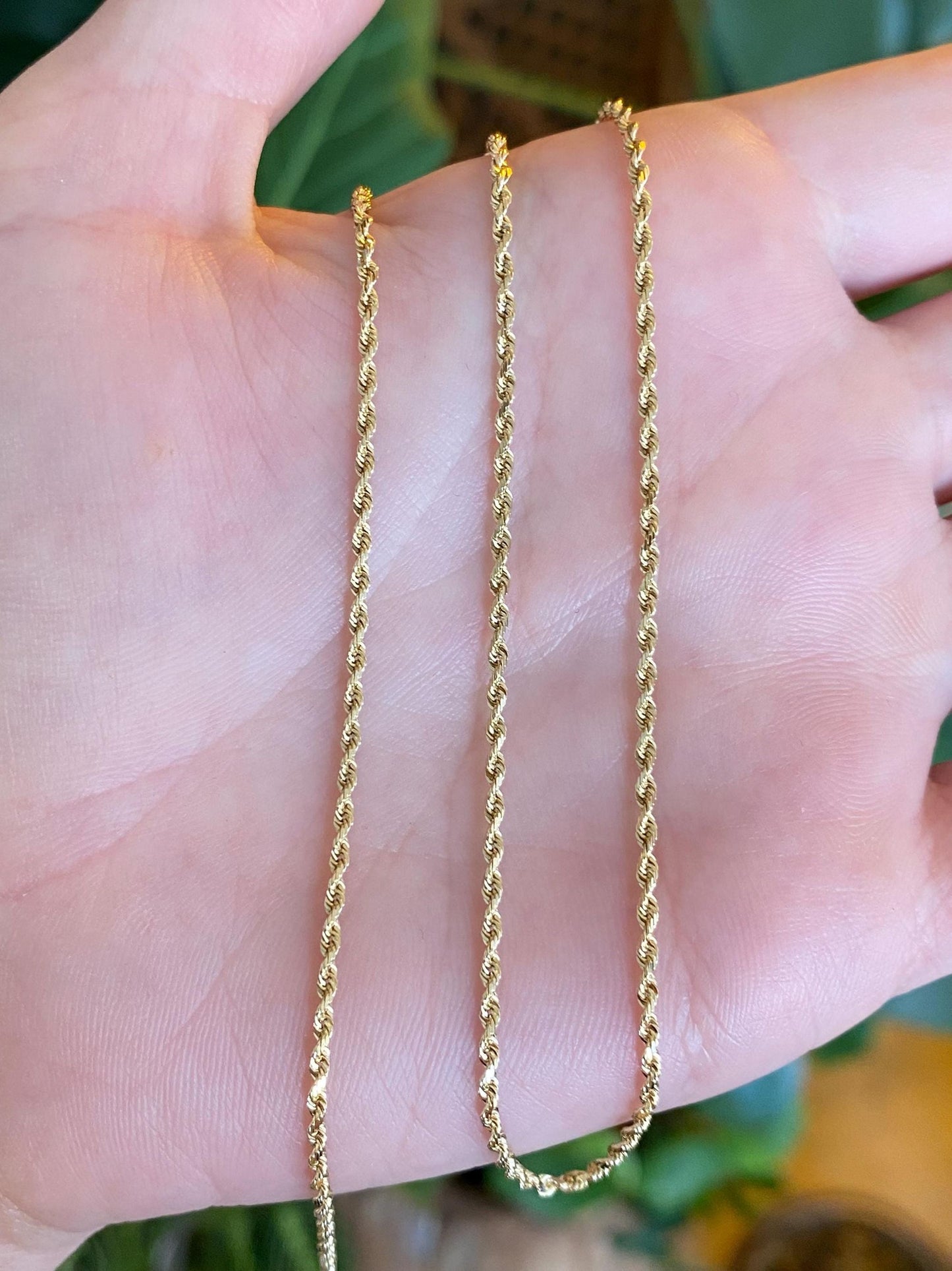 Vintage 14k Yellow Gold Slim Rope Chain Necklace - 18 inches