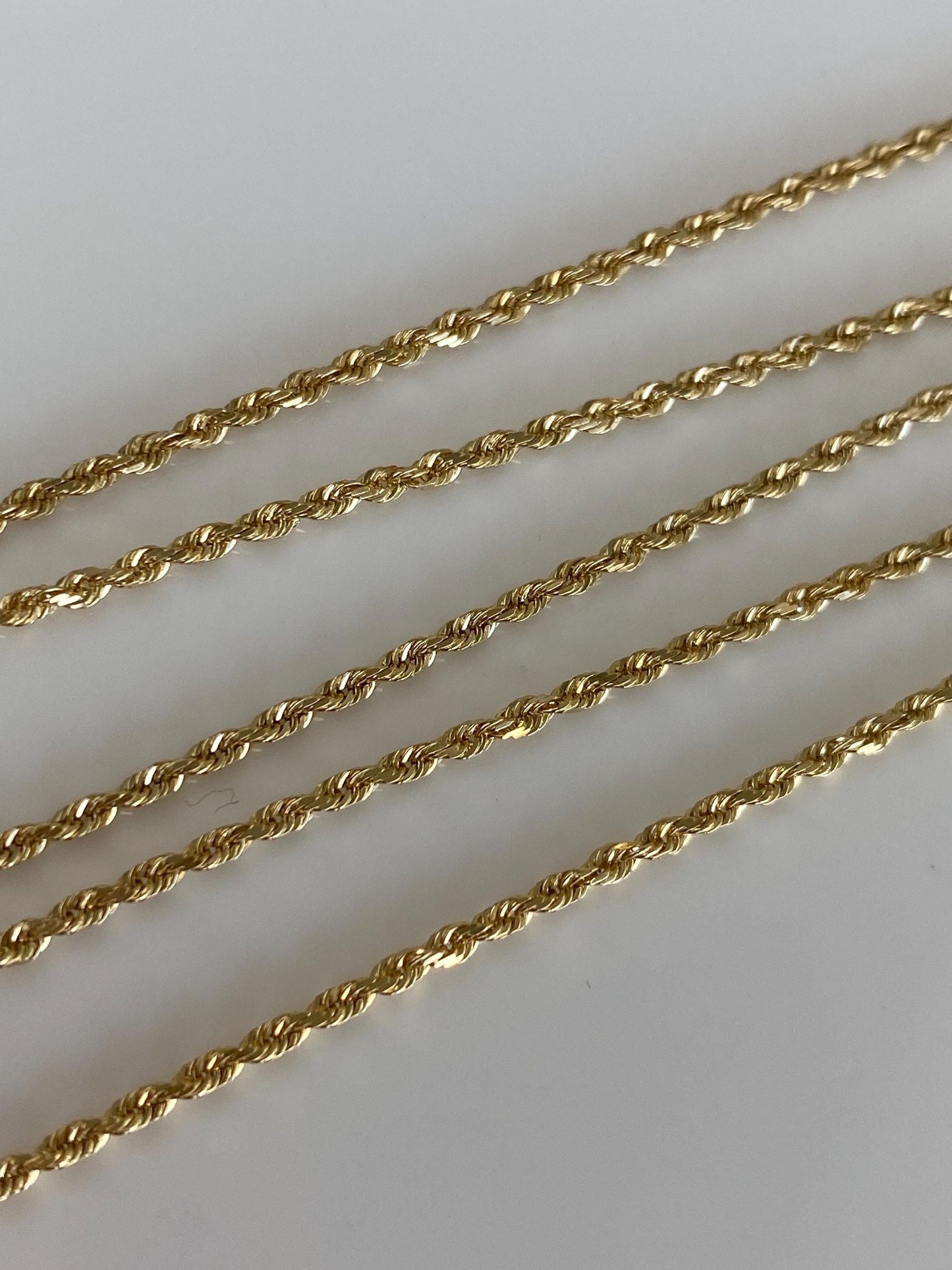 Vintage 14k Yellow Gold Slim Rope Chain Necklace - 18 inches