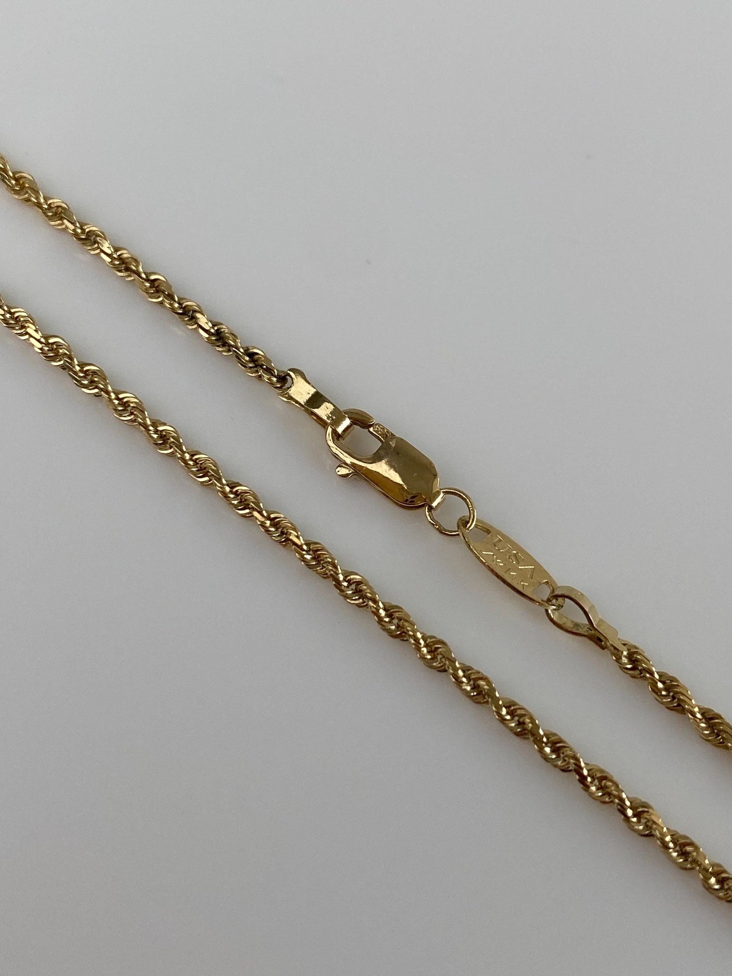 Vintage 14k Yellow Gold Slim Rope Chain Necklace - 18 inches