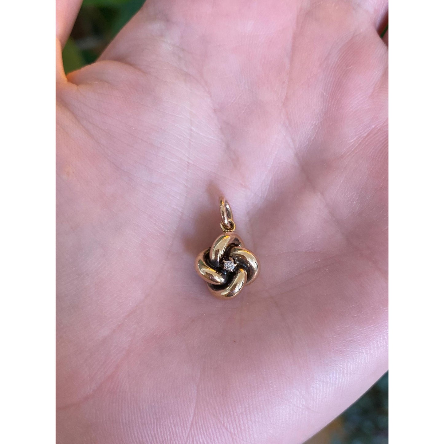 Vintage 10k Yellow Gold Diamond Knot Charm