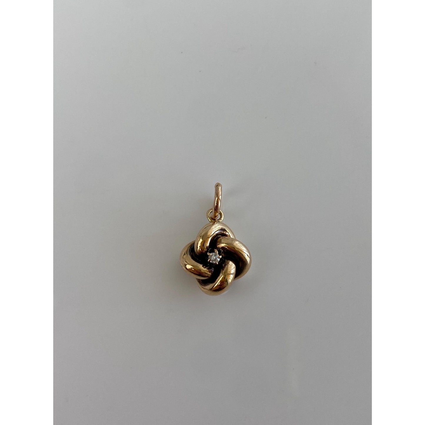 Vintage 10k Yellow Gold Diamond Knot Charm