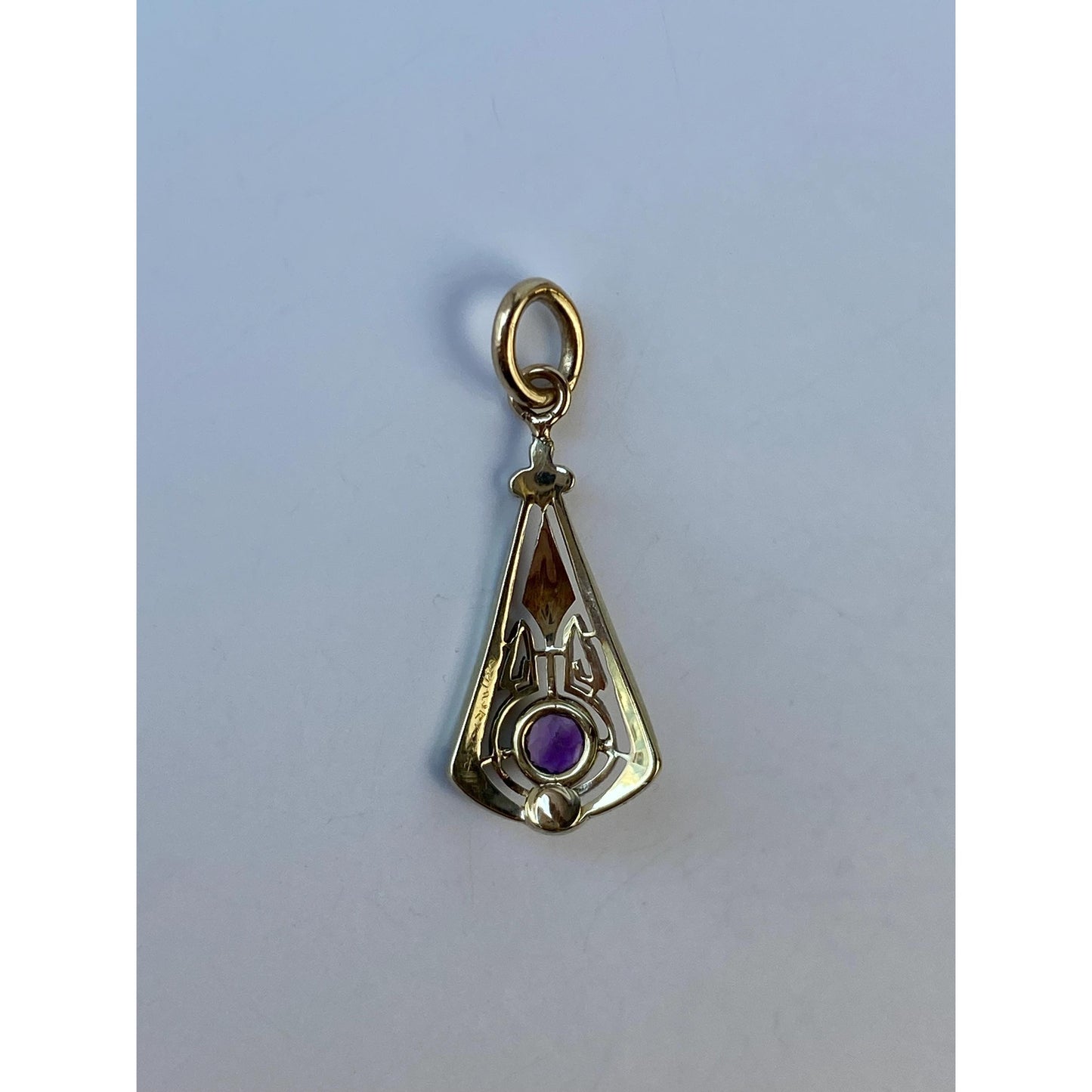 Vintage Solid 14k Yellow Gold Amethyst Stick Pin Conversion Charm