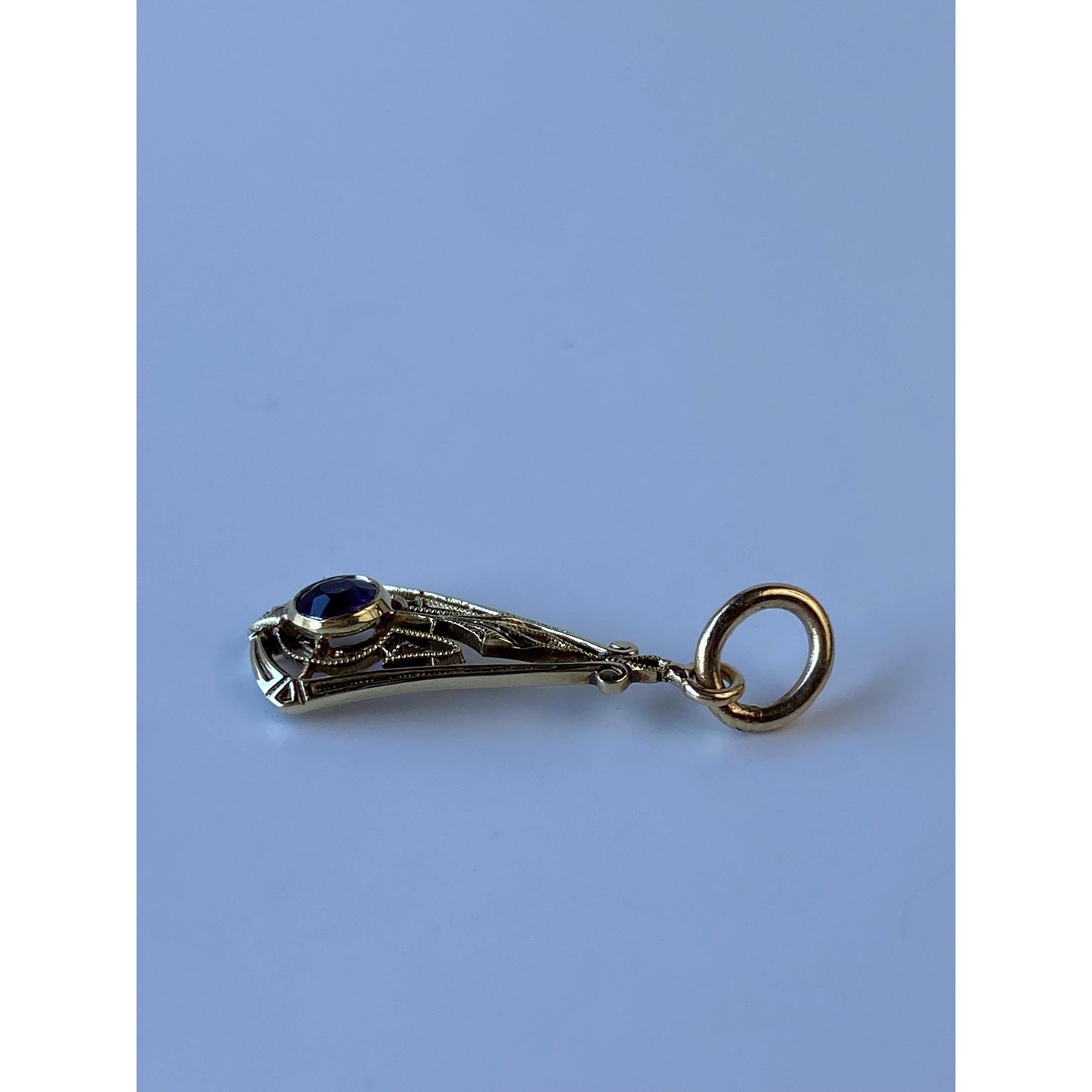 Vintage Solid 14k Yellow Gold Amethyst Stick Pin Conversion Charm