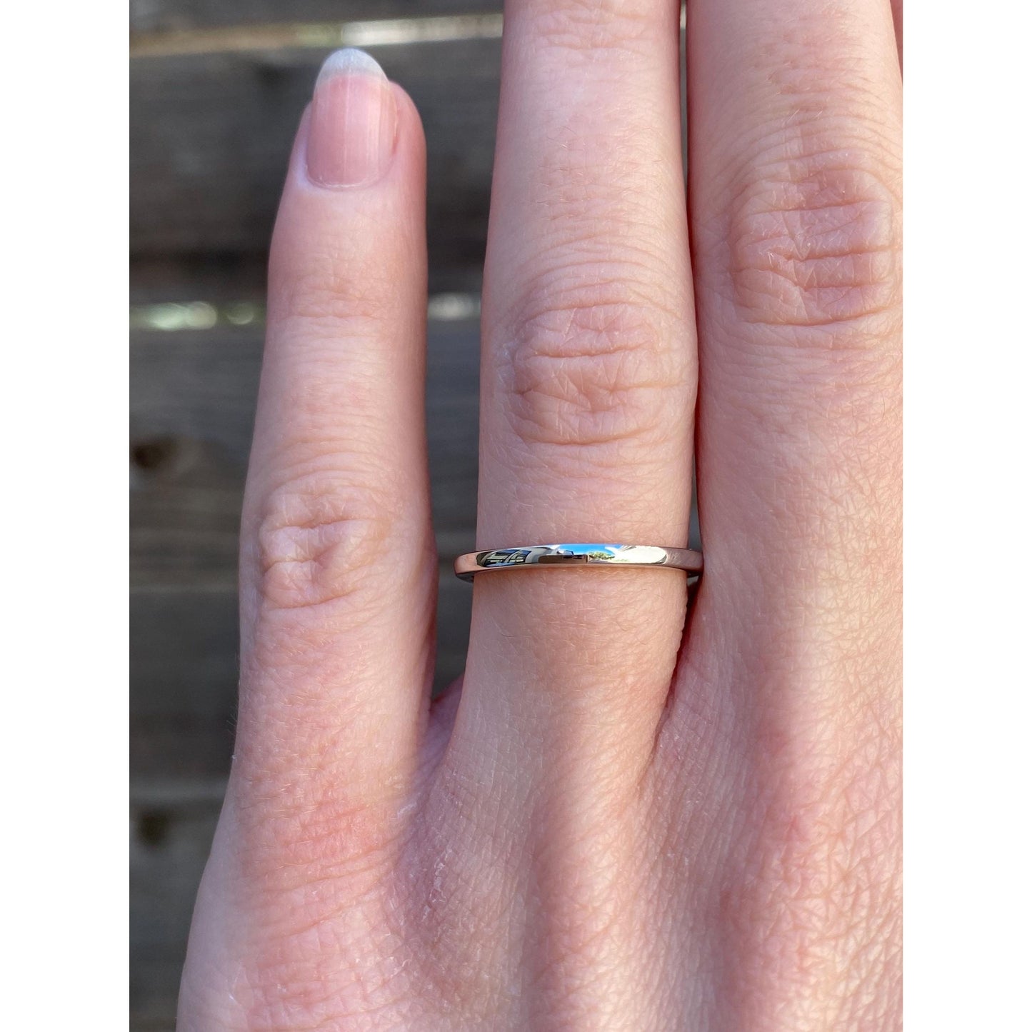 Vintage Solid 14k White Gold Slim Ring Band - Size 5.75