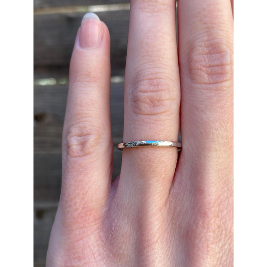 Vintage Solid 14k White Gold Slim Ring Band - Size 5.75