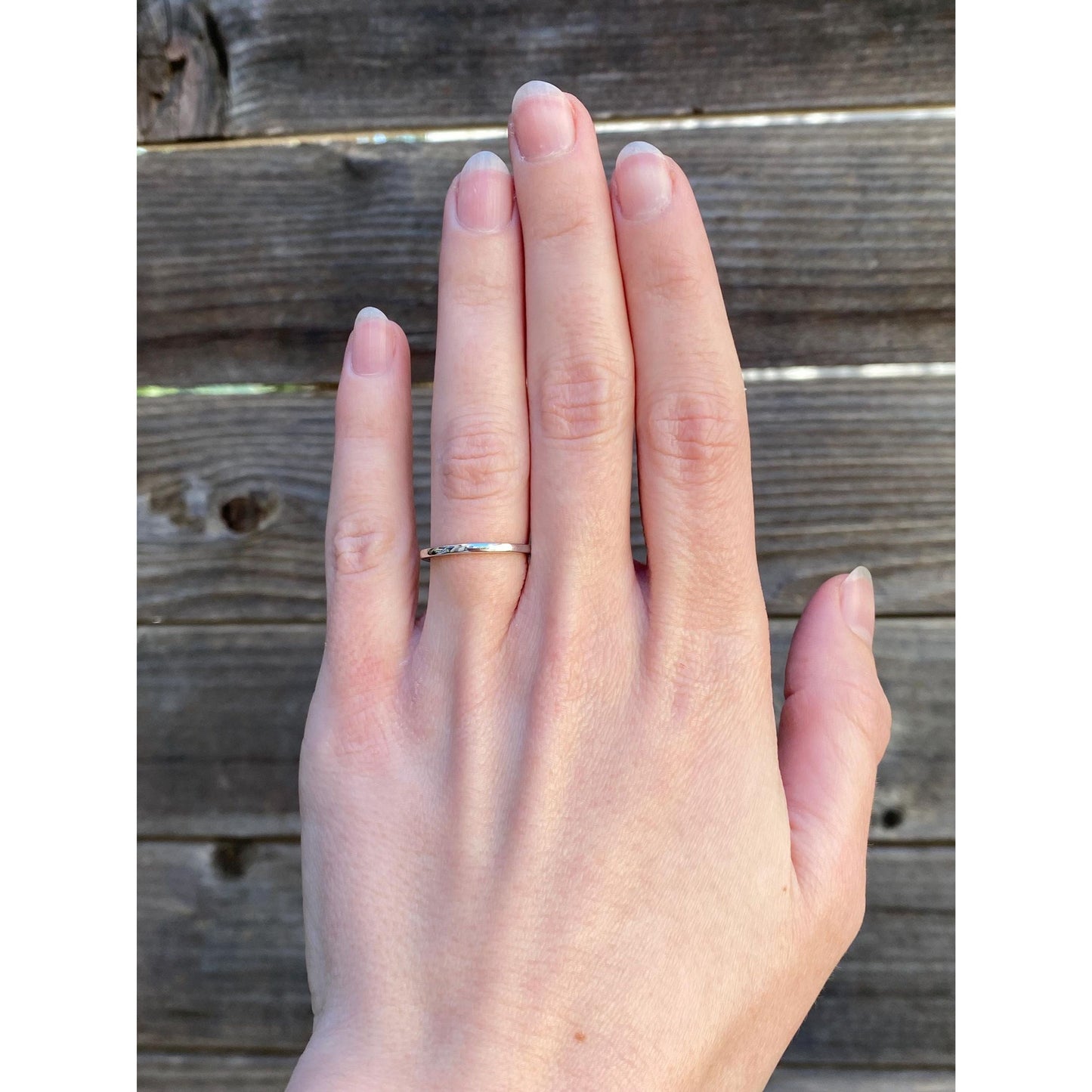 Vintage Solid 14k White Gold Slim Ring Band - Size 5.75