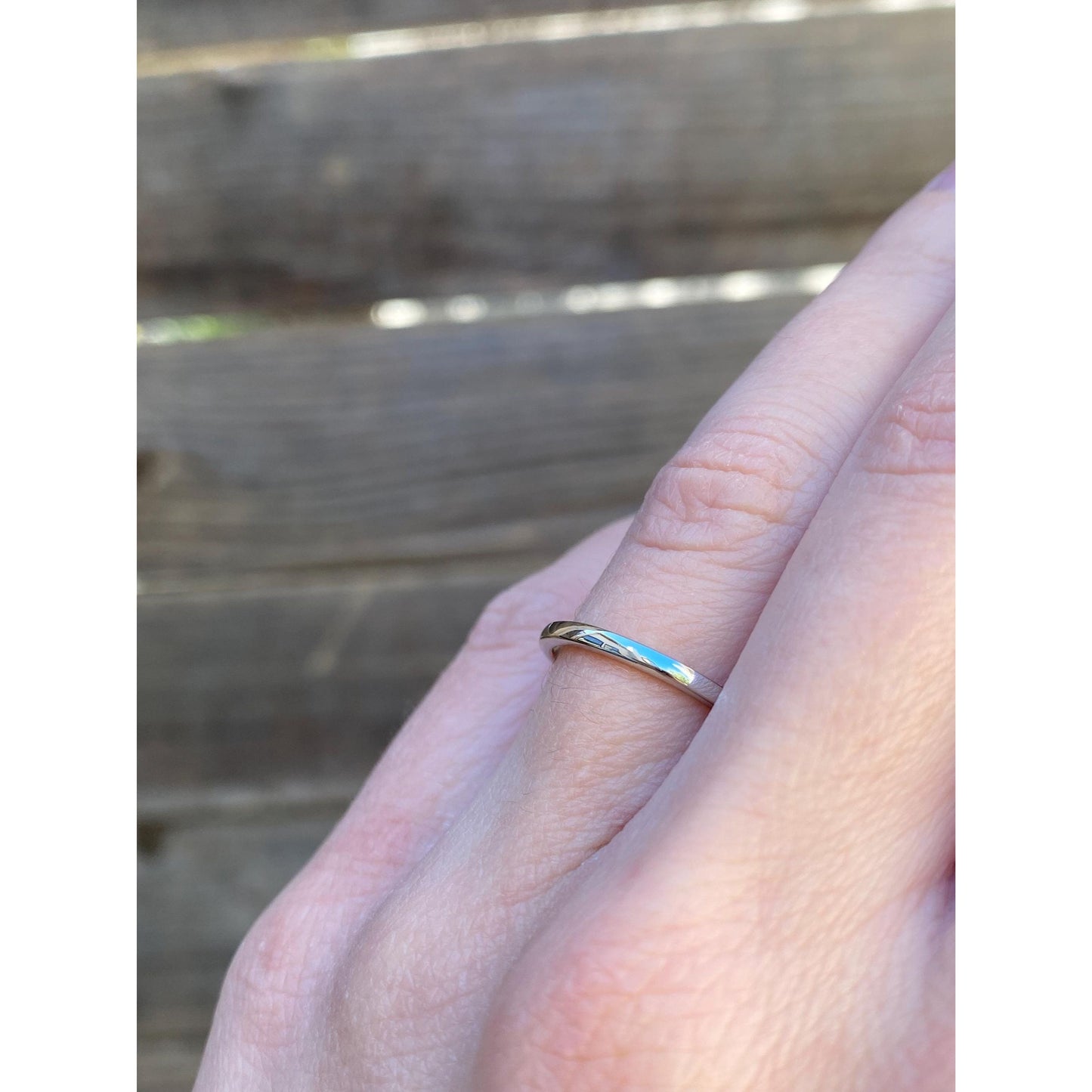 Vintage Solid 14k White Gold Slim Ring Band - Size 5.75