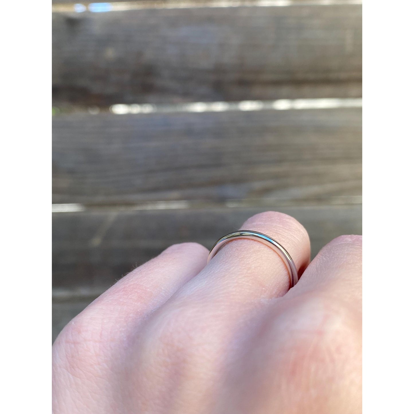 Vintage Solid 14k White Gold Slim Ring Band - Size 5.75