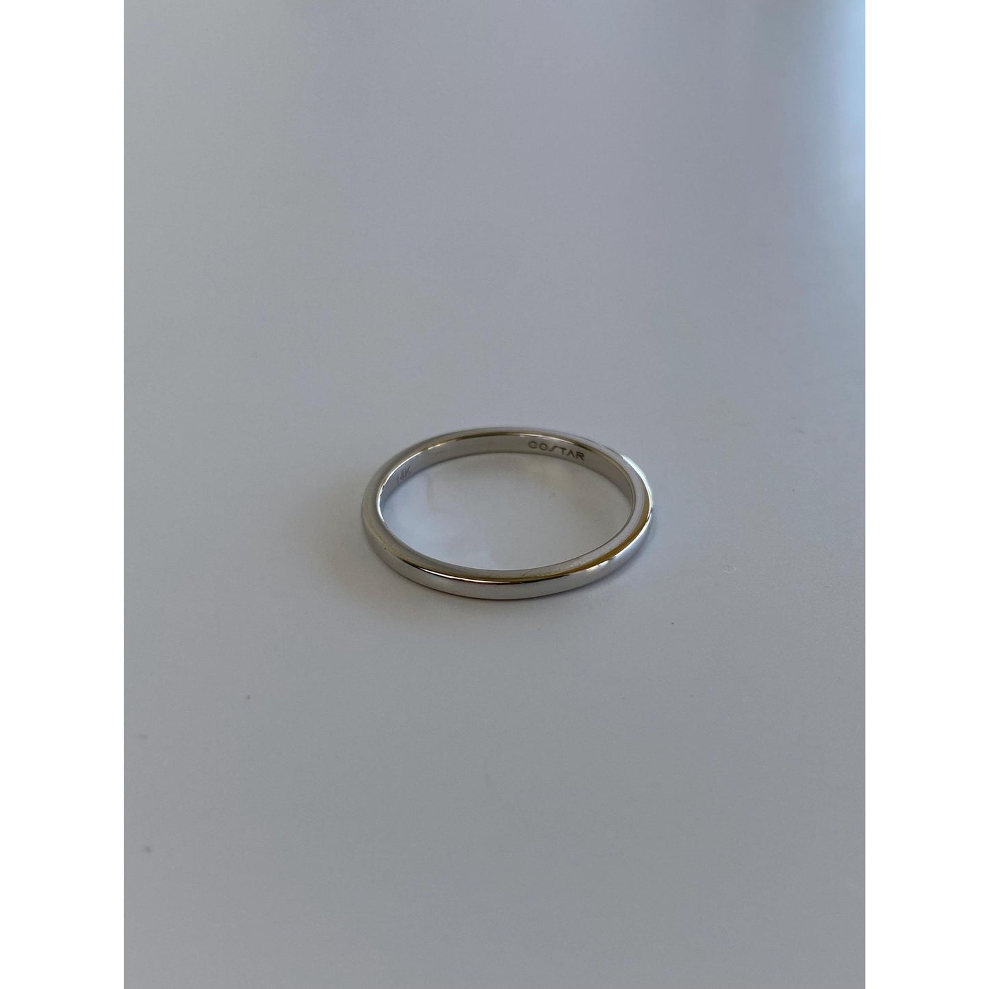 Vintage Solid 14k White Gold Slim Ring Band - Size 5.75