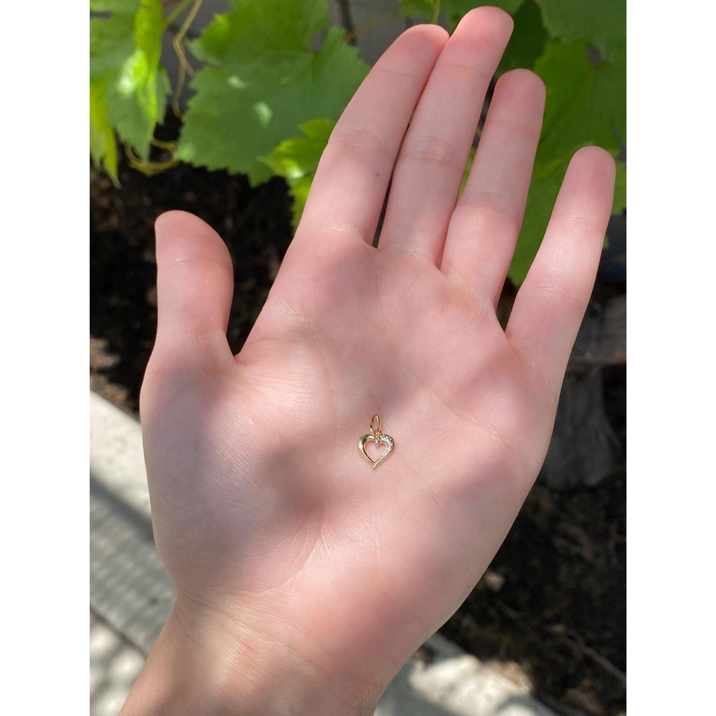 Vintage 14k White & Yellow Gold Open Heart Charm