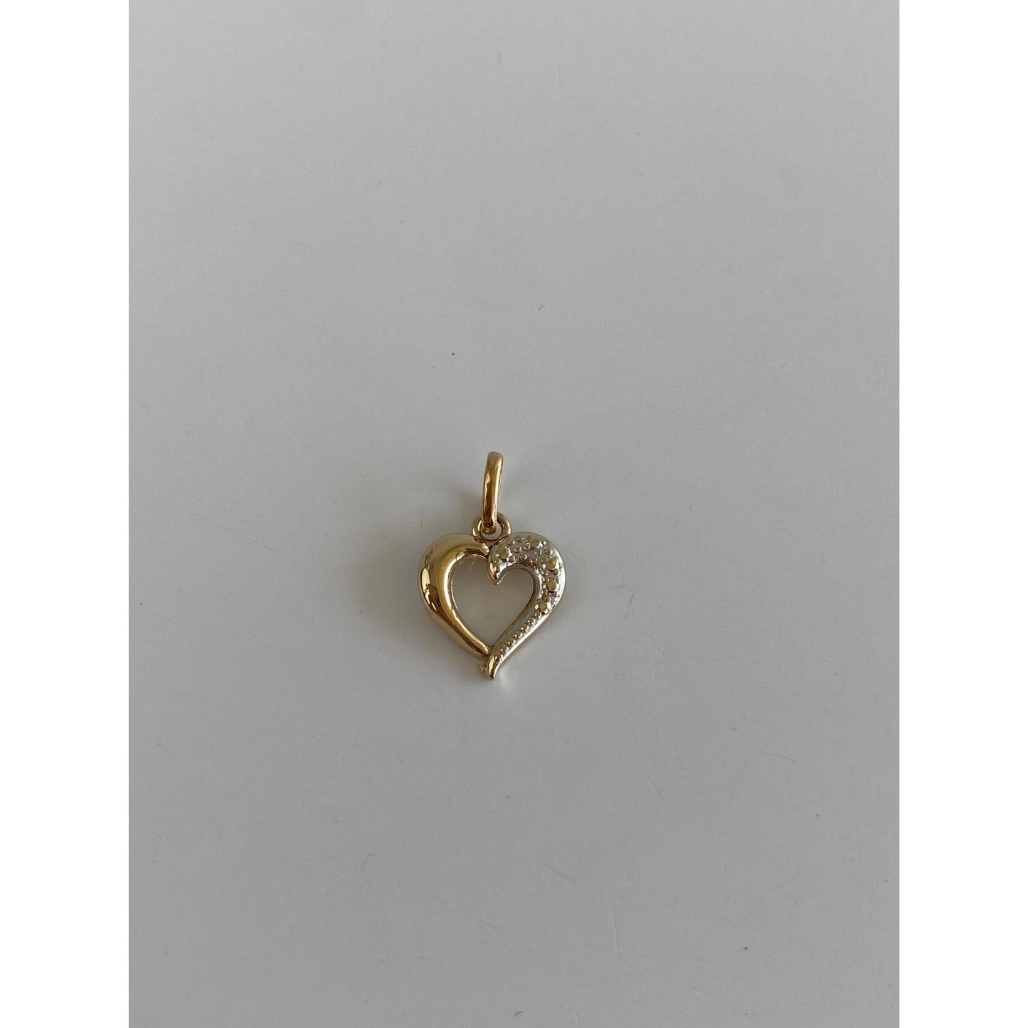 Vintage 14k White & Yellow Gold Open Heart Charm