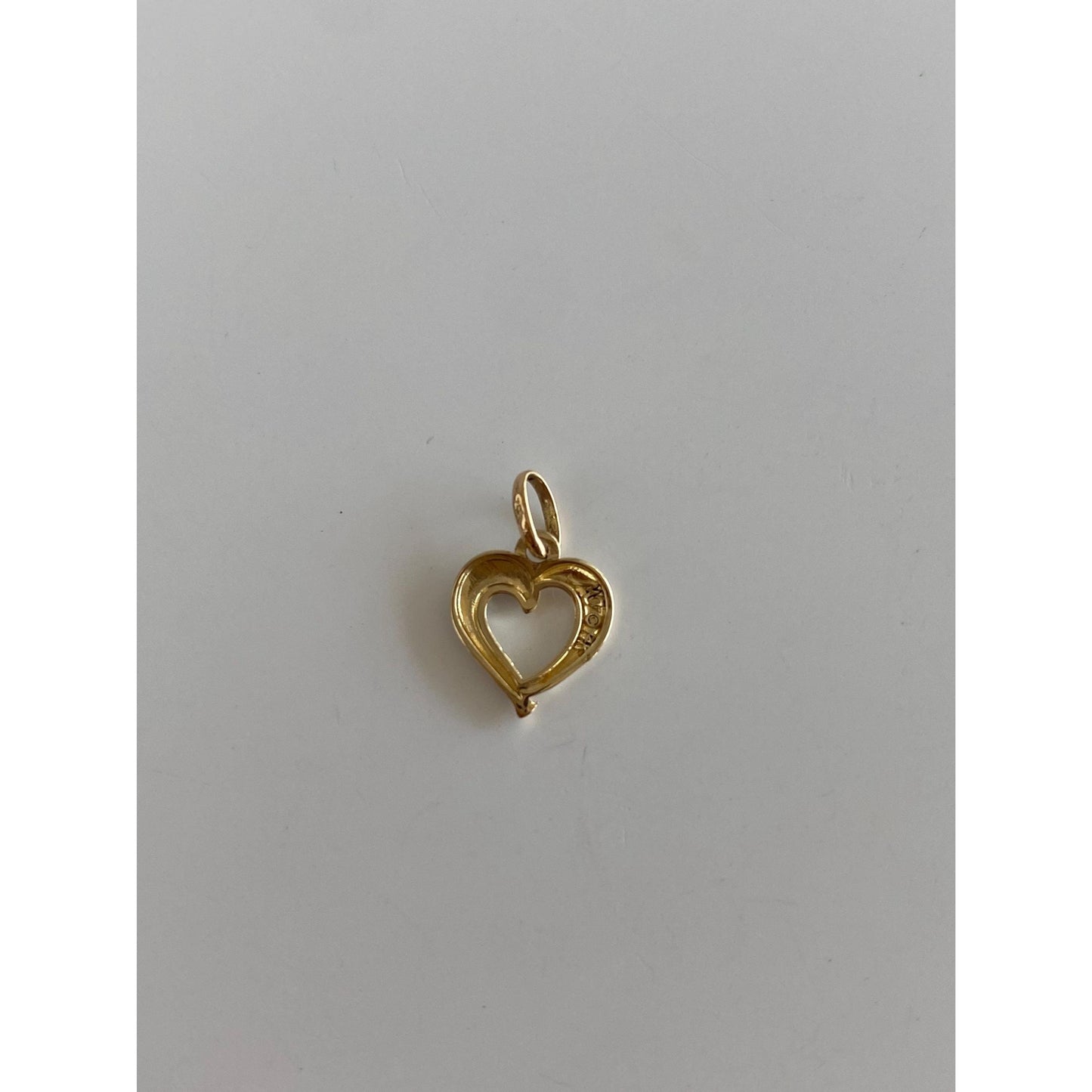 Vintage 14k White & Yellow Gold Open Heart Charm