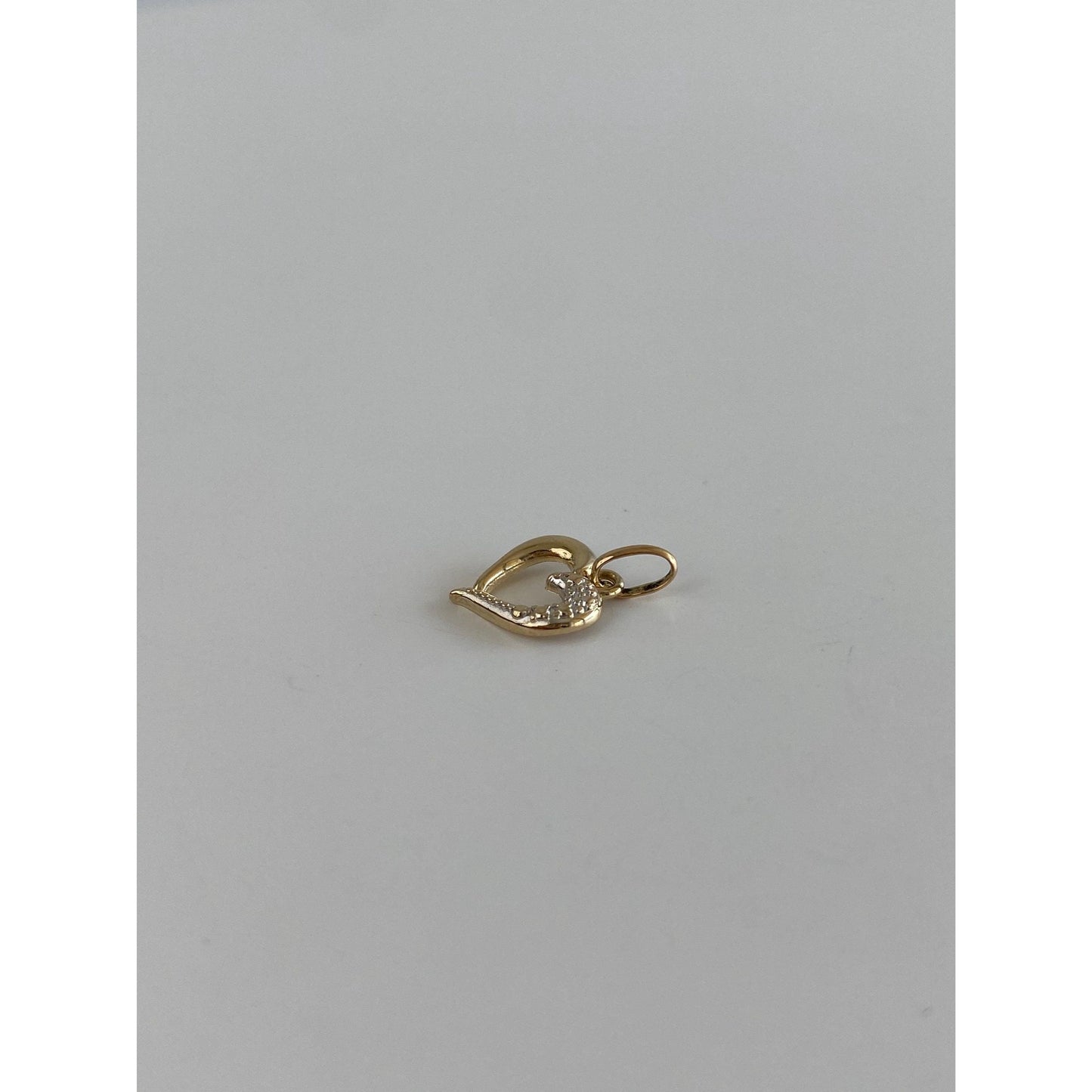 Vintage 14k White & Yellow Gold Open Heart Charm