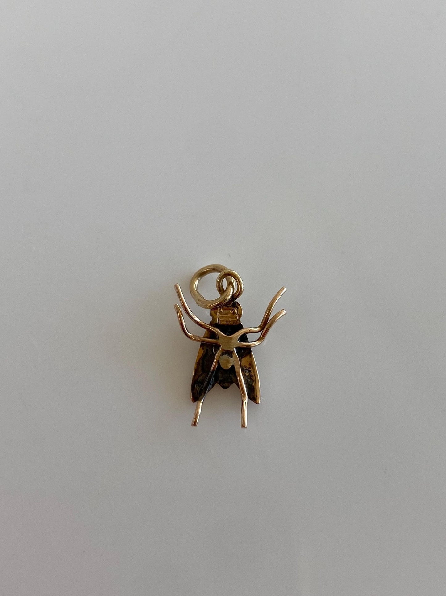 Vintage Solid 14k Yellow Gold Seed Pearl Fly Charm