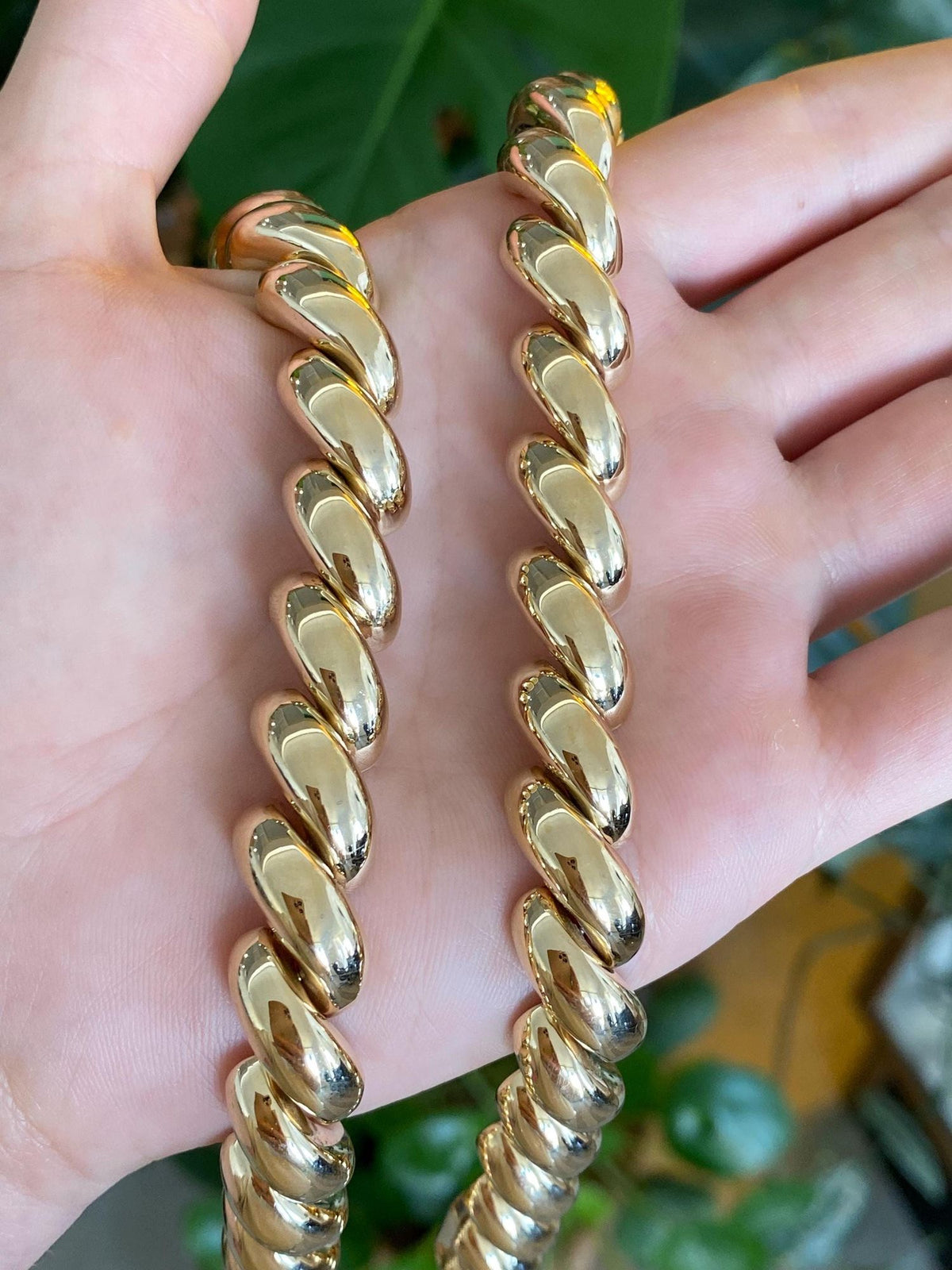 Vintage 14k Yellow Gold Chunky San Marco Link Necklace - 16.75 inches