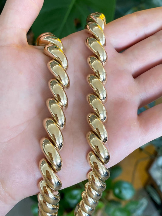 Vintage 14k Yellow Gold Chunky San Marco Link Necklace - 16.75 inches