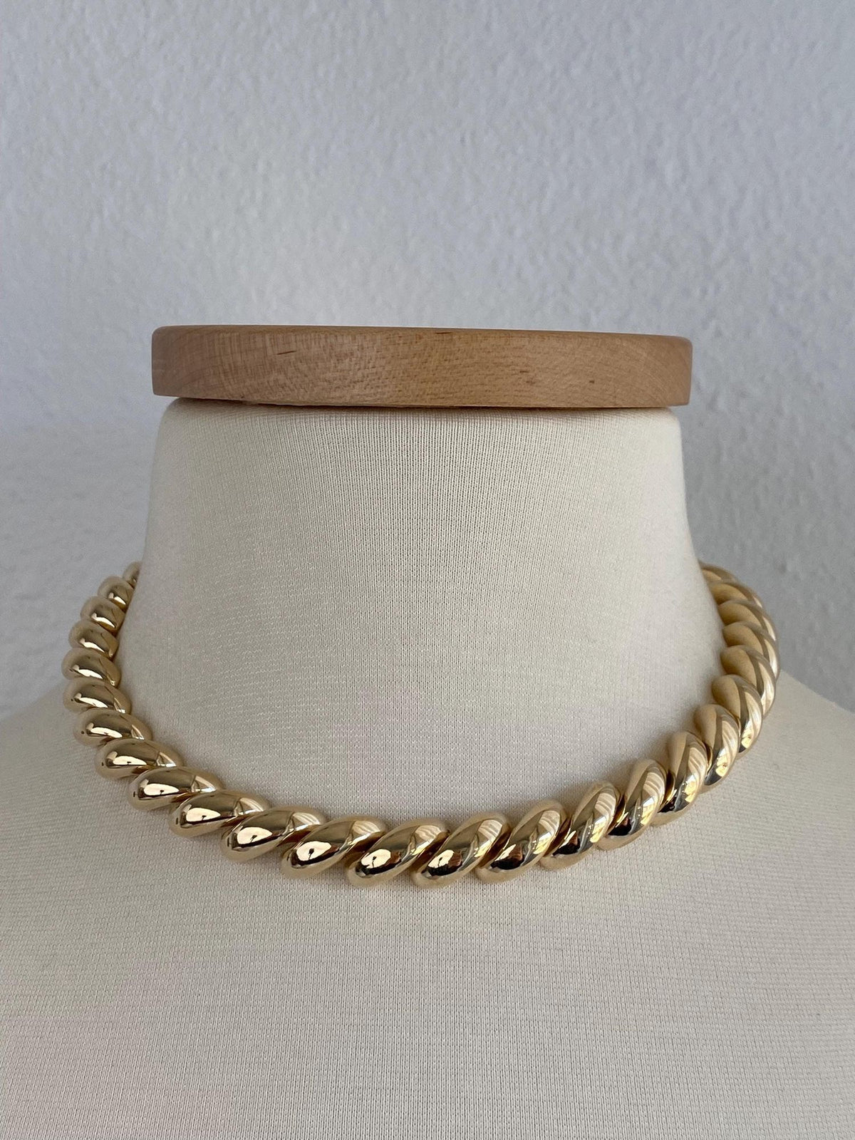 Vintage 14k Yellow Gold Chunky San Marco Link Necklace - 16.75 inches