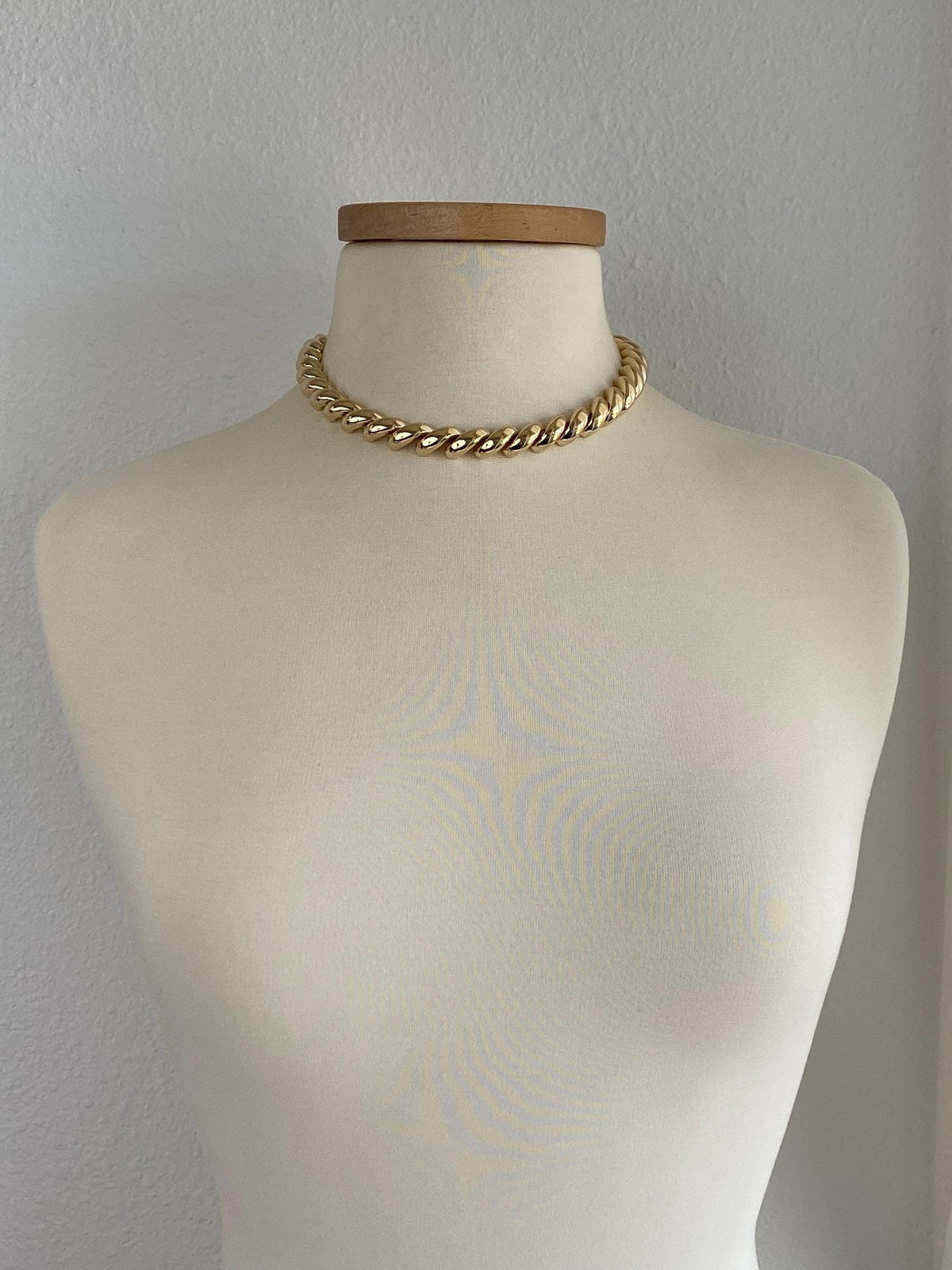 Vintage 14k Yellow Gold Chunky San Marco Link Necklace - 16.75 inches