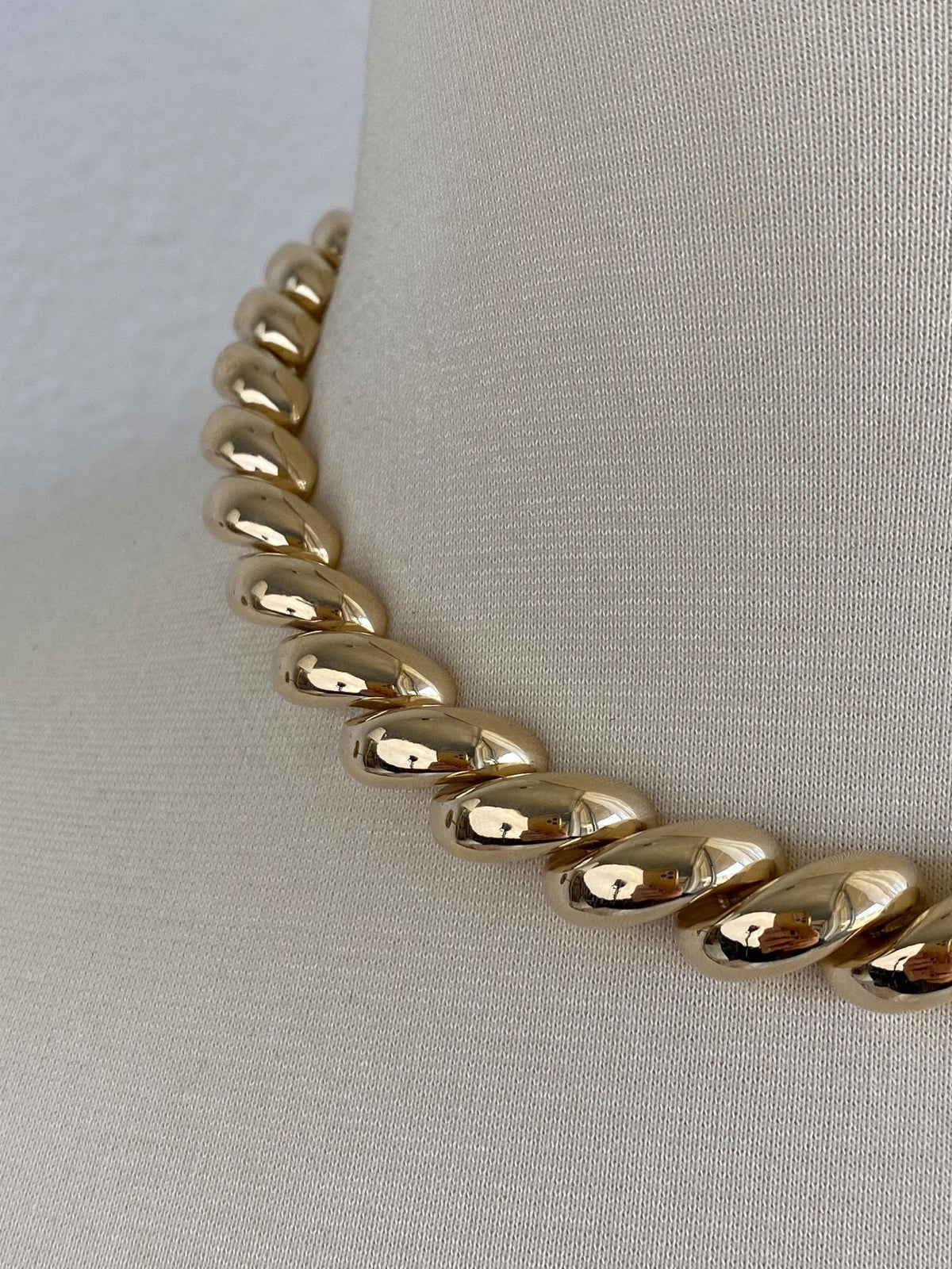 Vintage 14k Yellow Gold Chunky San Marco Link Necklace - 16.75 inches