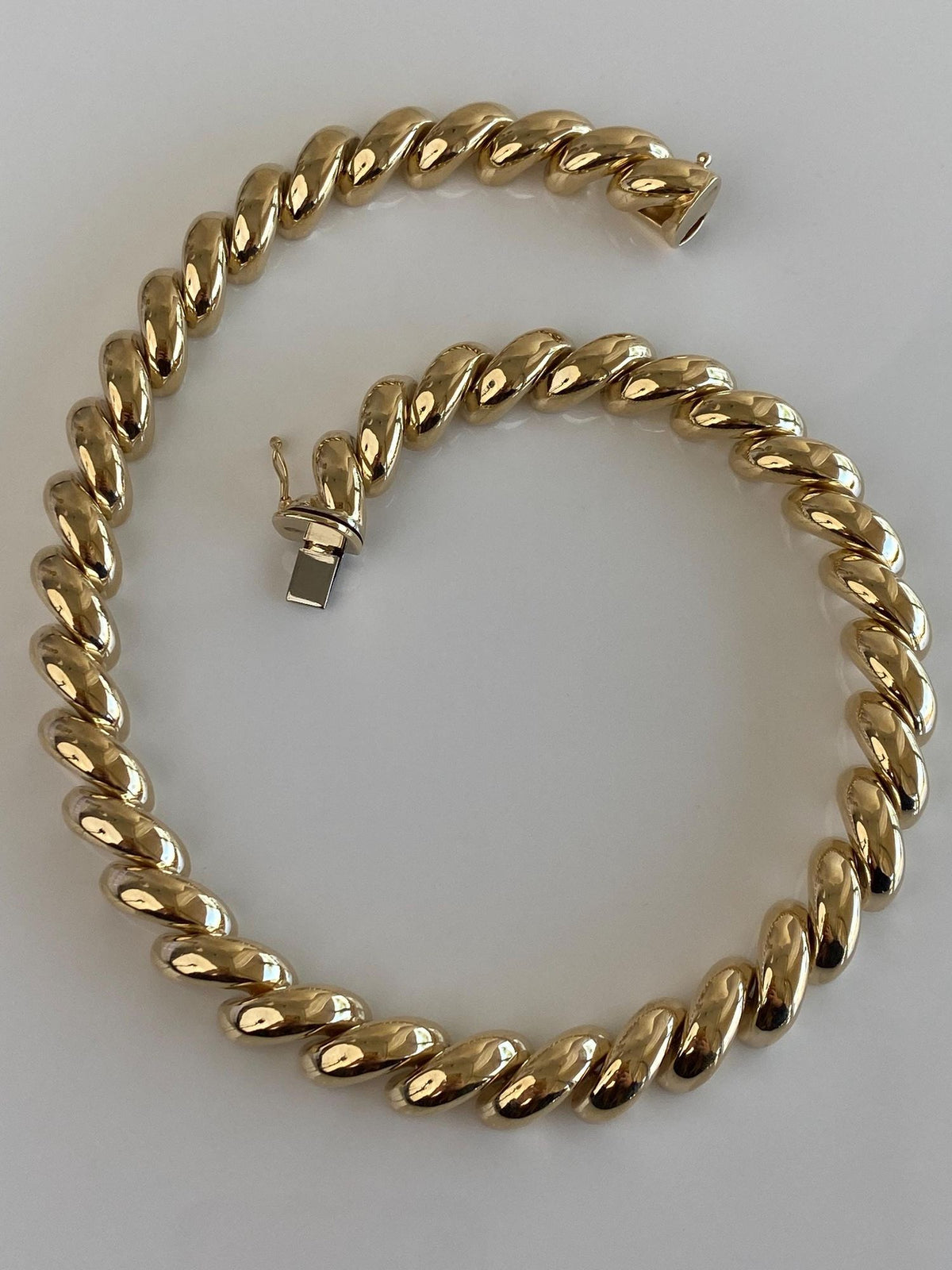 Vintage 14k Yellow Gold Chunky San Marco Link Necklace - 16.75 inches