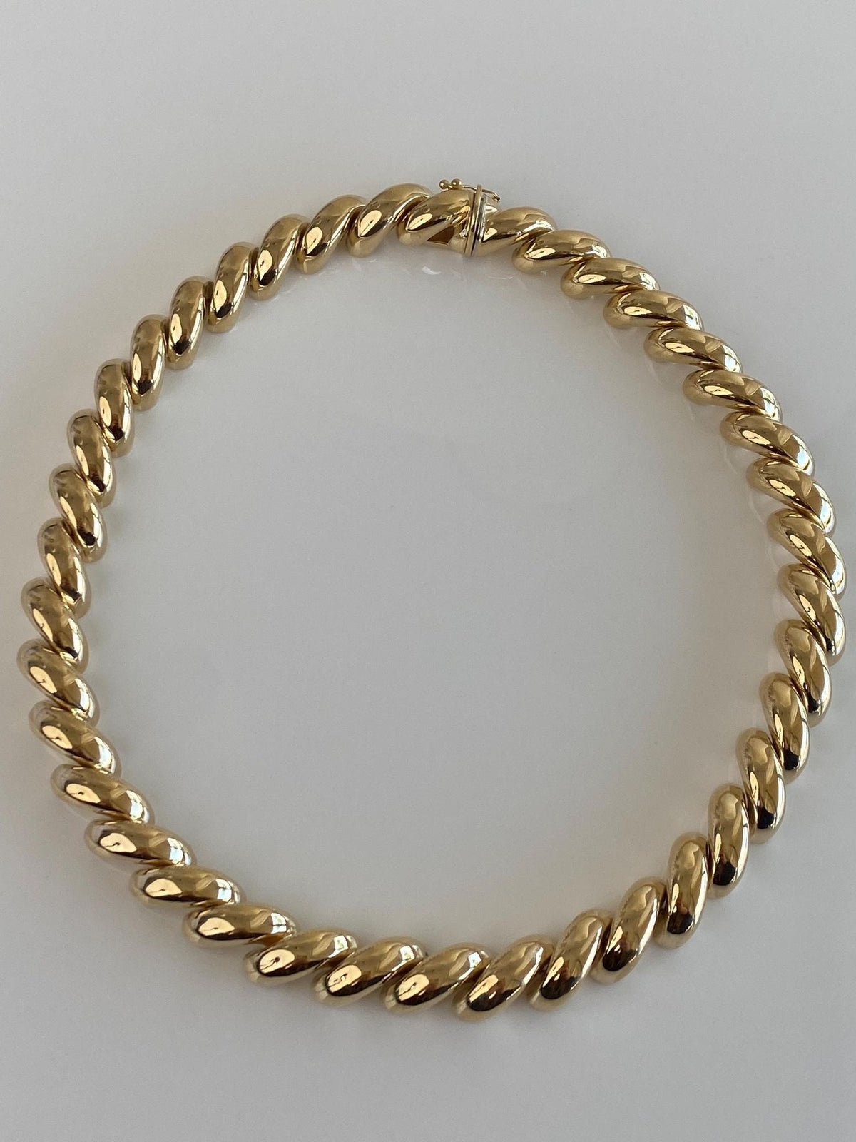 Vintage 14k Yellow Gold Chunky San Marco Link Necklace - 16.75 inches