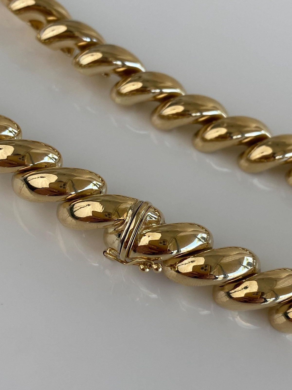 Vintage 14k Yellow Gold Chunky San Marco Link Necklace - 16.75 inches