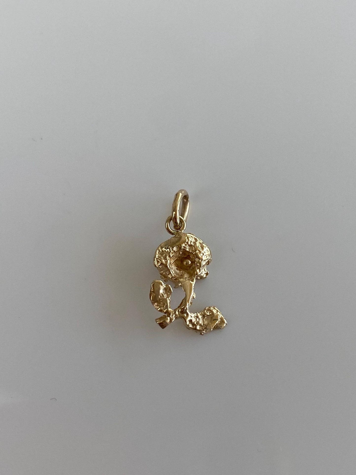 Vintage Solid 14k Yellow Gold Diamond Cut Rose Charm
