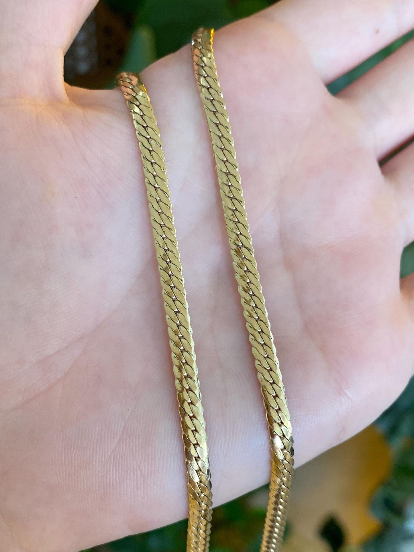 Vintage 8k Yellow Gold Flat Curb Chain Necklace - 21.75 inches