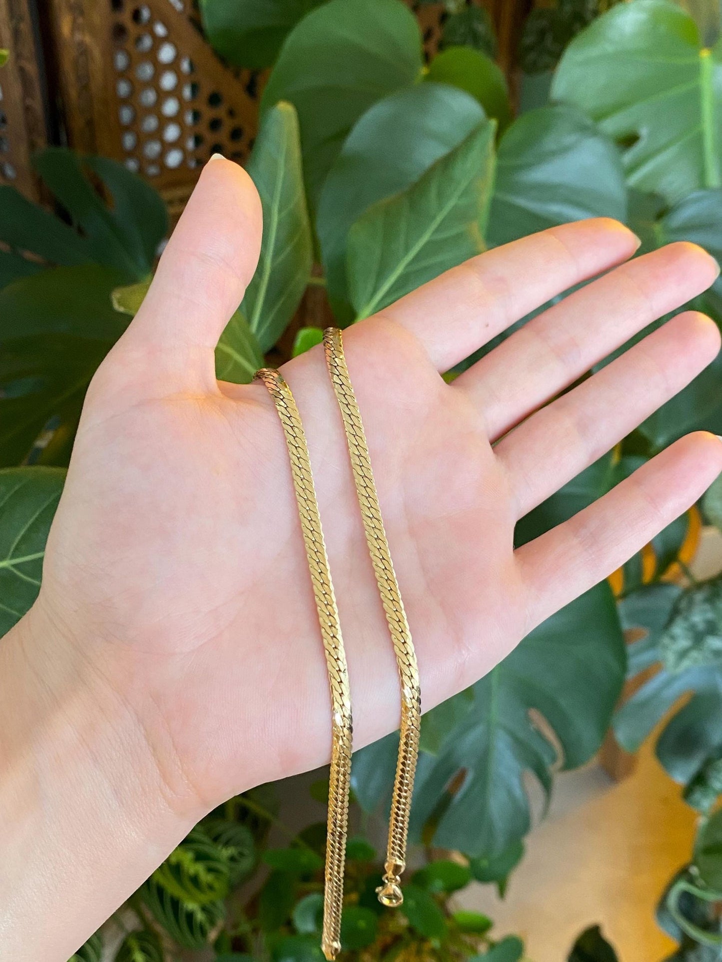 Vintage 8k Yellow Gold Flat Curb Chain Necklace - 21.75 inches