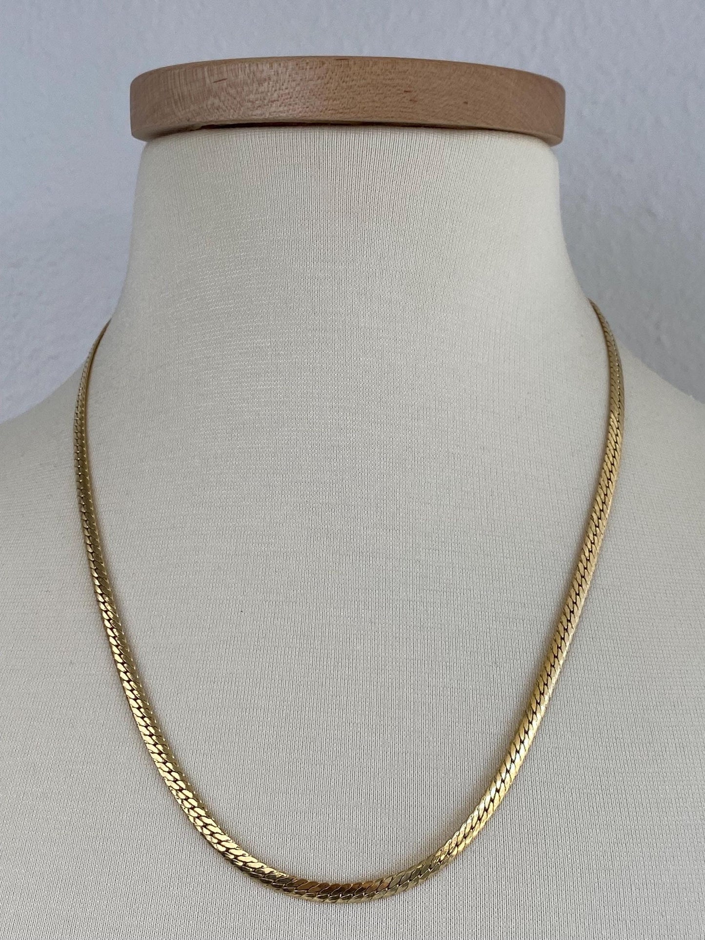 Vintage 8k Yellow Gold Flat Curb Chain Necklace - 21.75 inches