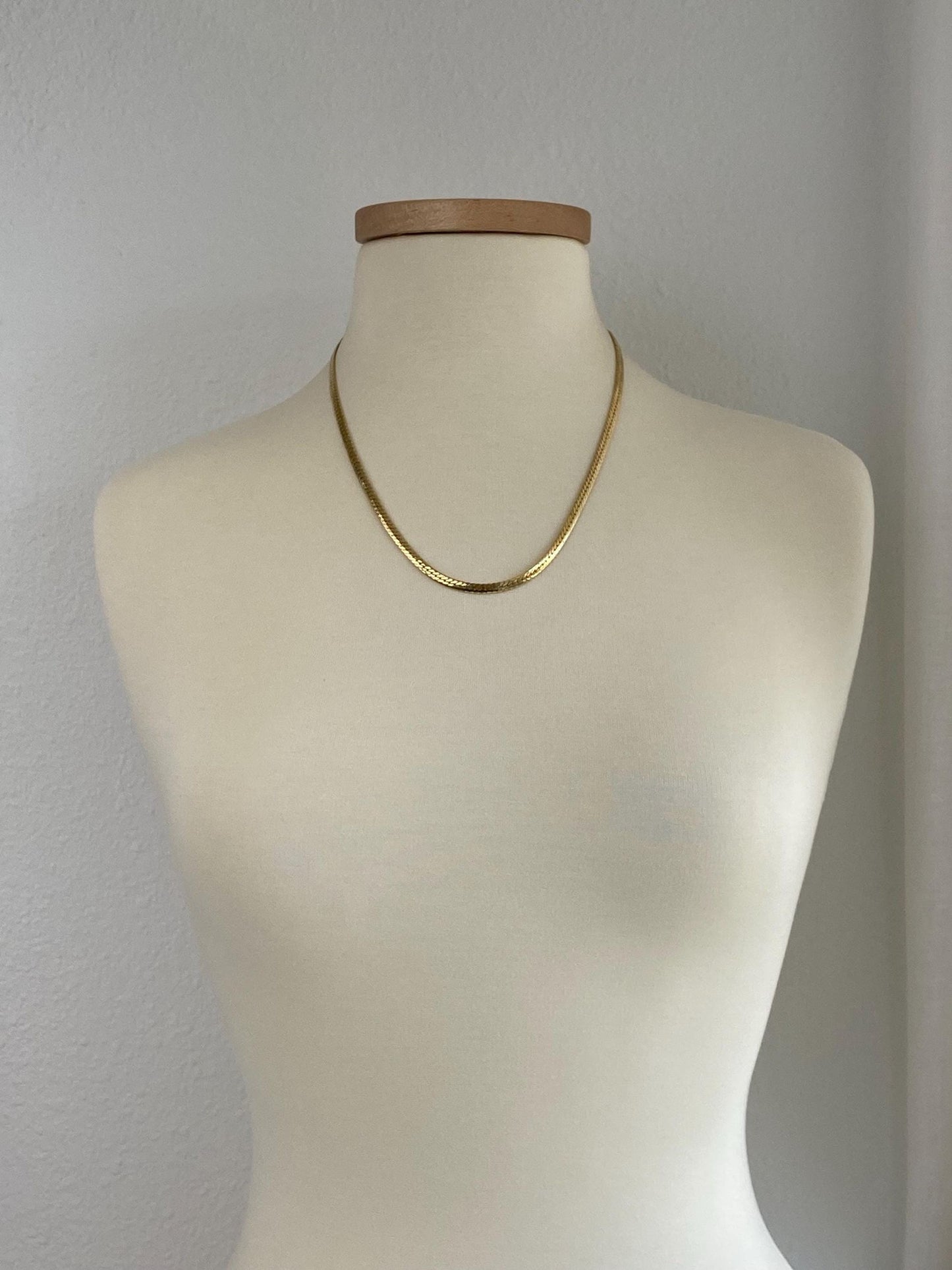 Vintage 8k Yellow Gold Flat Curb Chain Necklace - 21.75 inches
