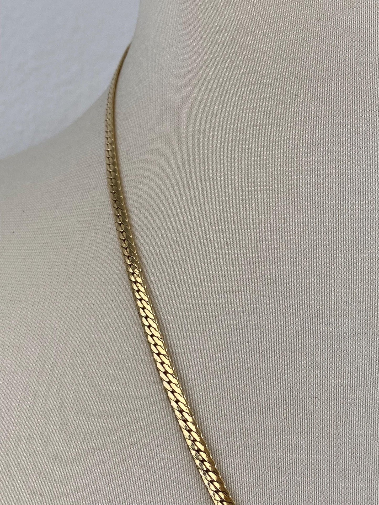 Vintage 8k Yellow Gold Flat Curb Chain Necklace - 21.75 inches