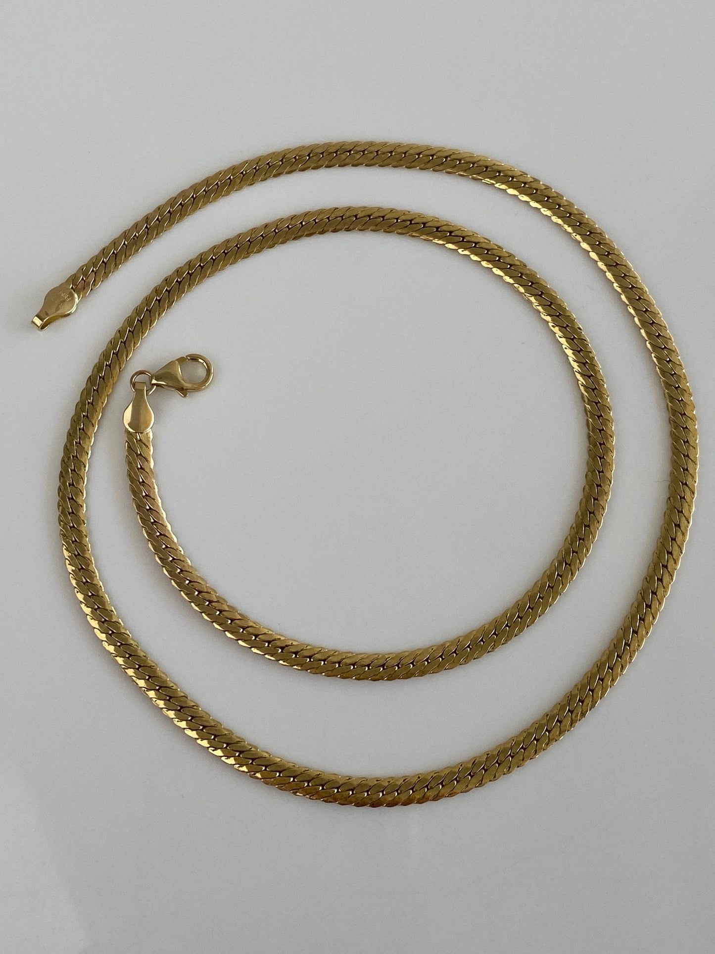 Vintage 8k Yellow Gold Flat Curb Chain Necklace - 21.75 inches