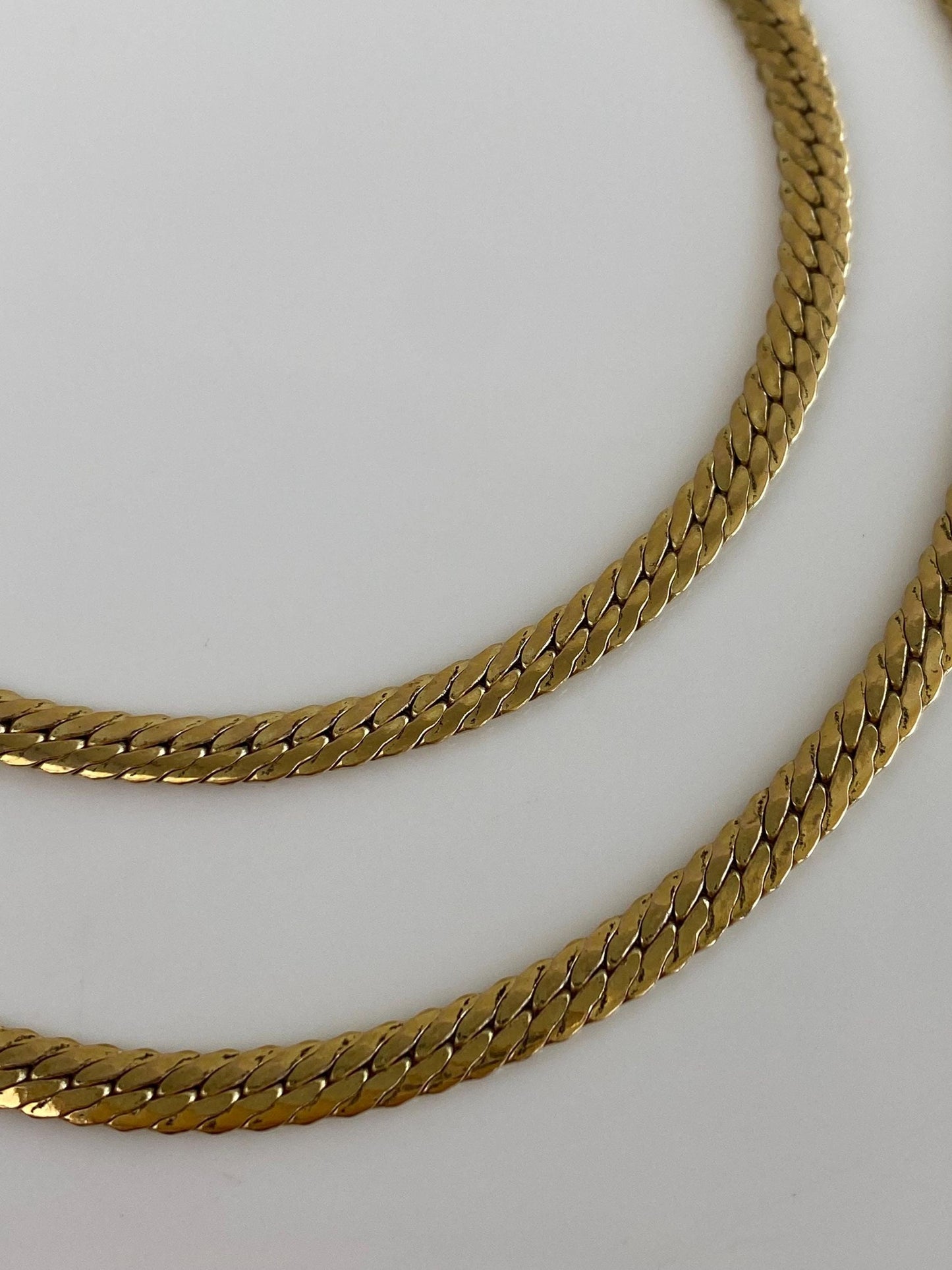 Vintage 8k Yellow Gold Flat Curb Chain Necklace - 21.75 inches