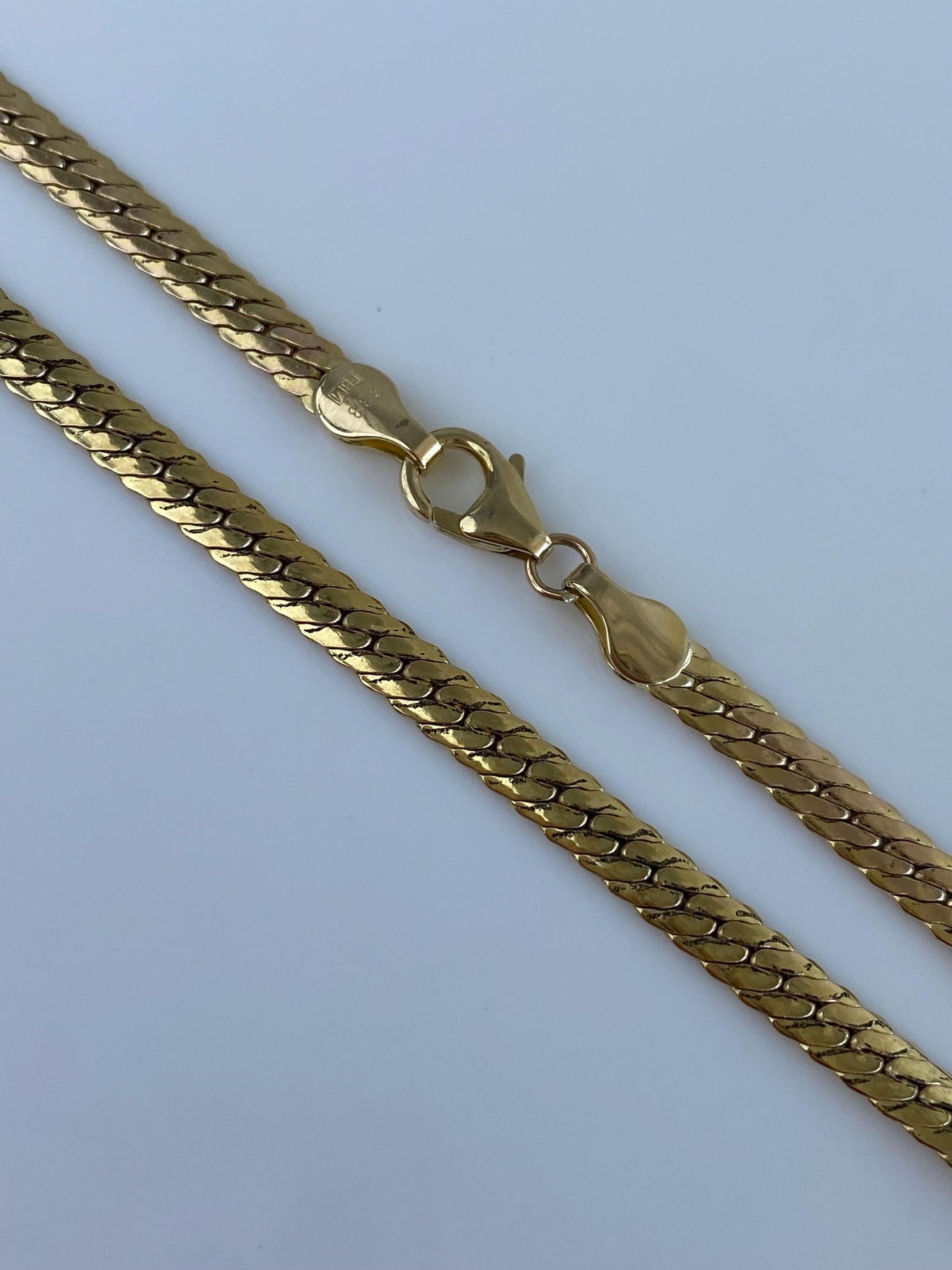 Vintage 8k Yellow Gold Flat Curb Chain Necklace - 21.75 inches