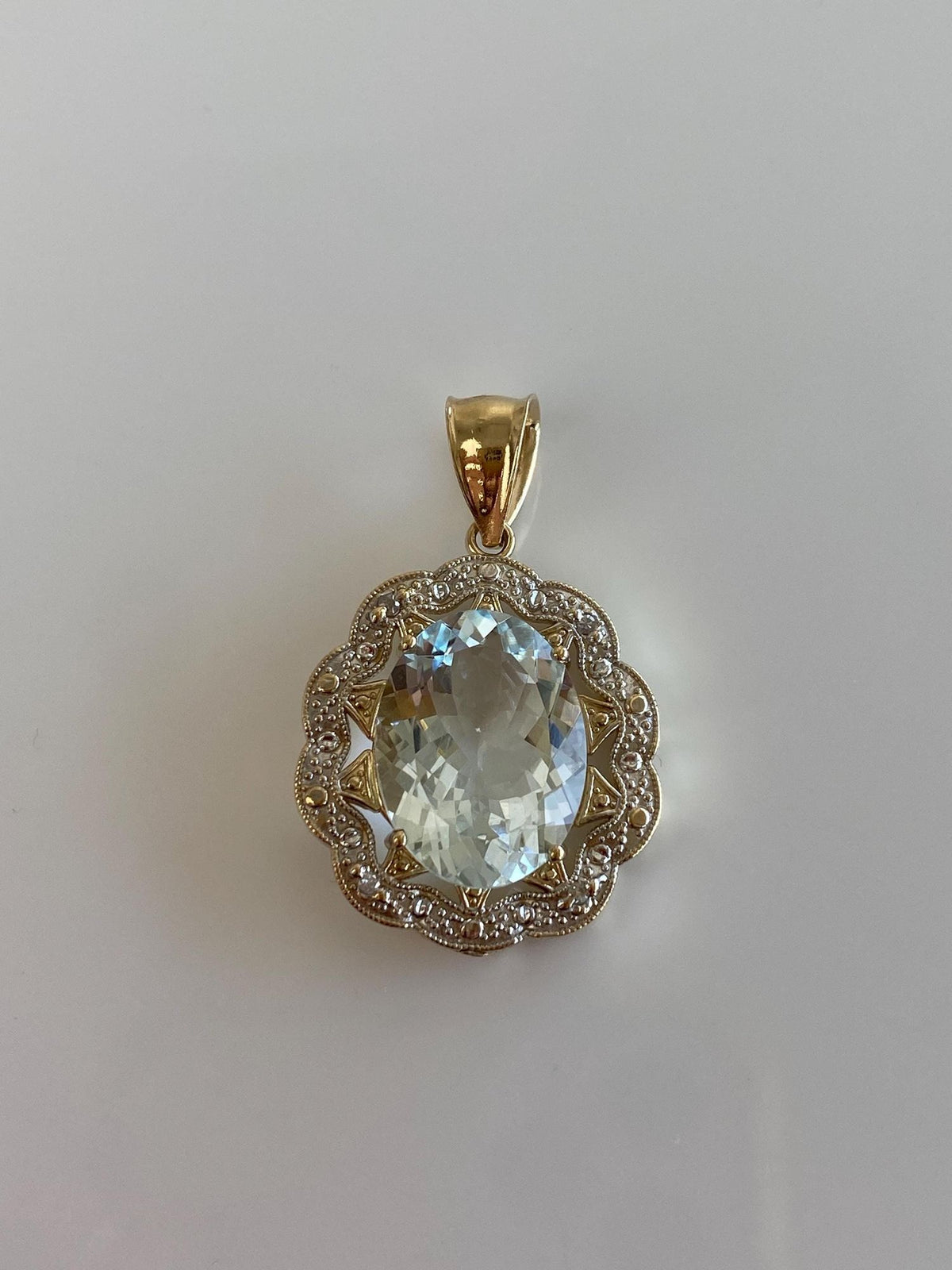 Solid 14k White & Yellow Gold Aquamarine Charm