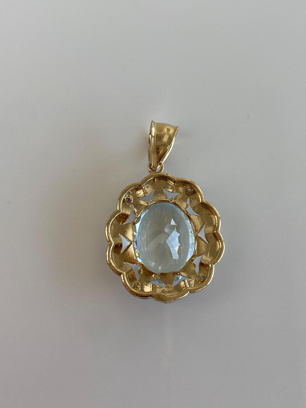 Solid 14k White & Yellow Gold Aquamarine Charm