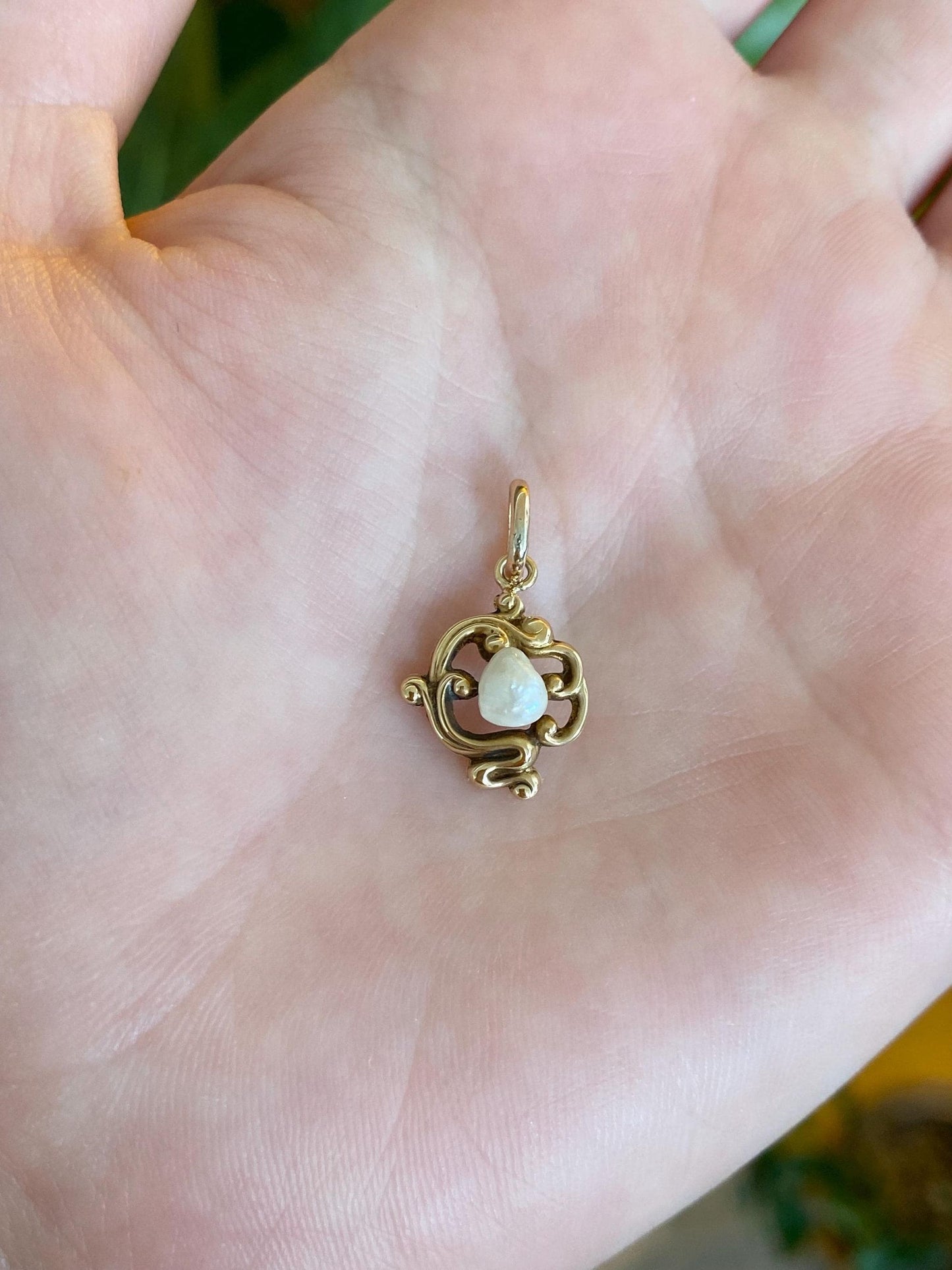 Vintage Solid 14k Yellow Gold Pearl Stick Pin Conversion Charm