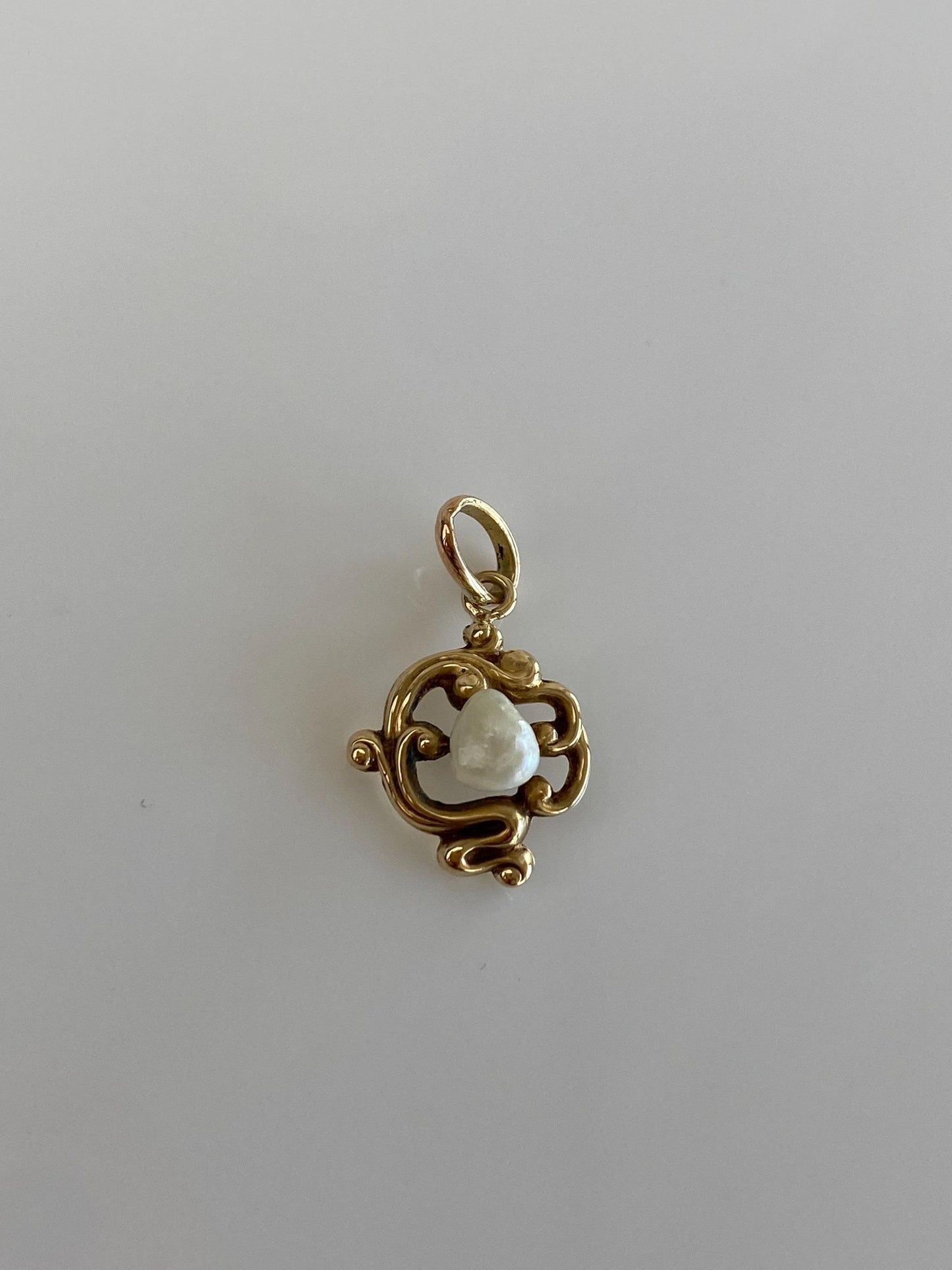 Vintage Solid 14k Yellow Gold Pearl Stick Pin Conversion Charm