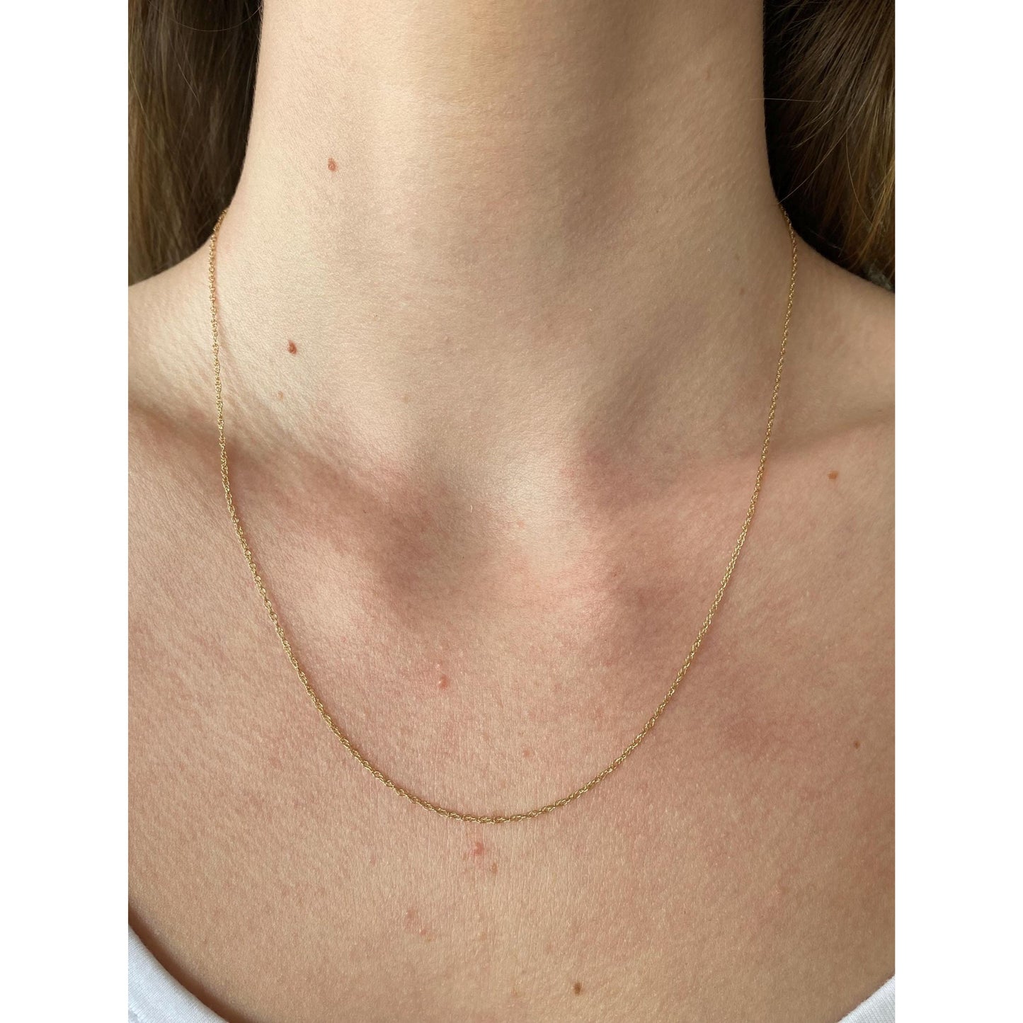 Vintage Solid 14k Yellow Gold Dainty Chain Necklace - 18.5 inches
