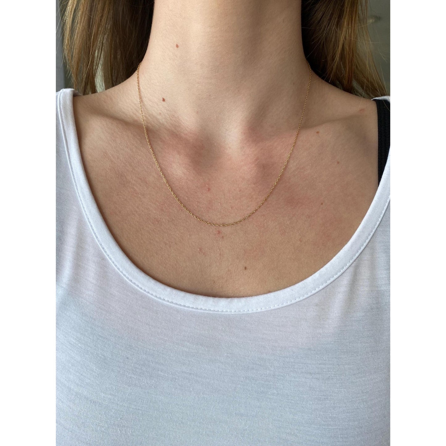 Vintage Solid 14k Yellow Gold Dainty Chain Necklace - 18.5 inches