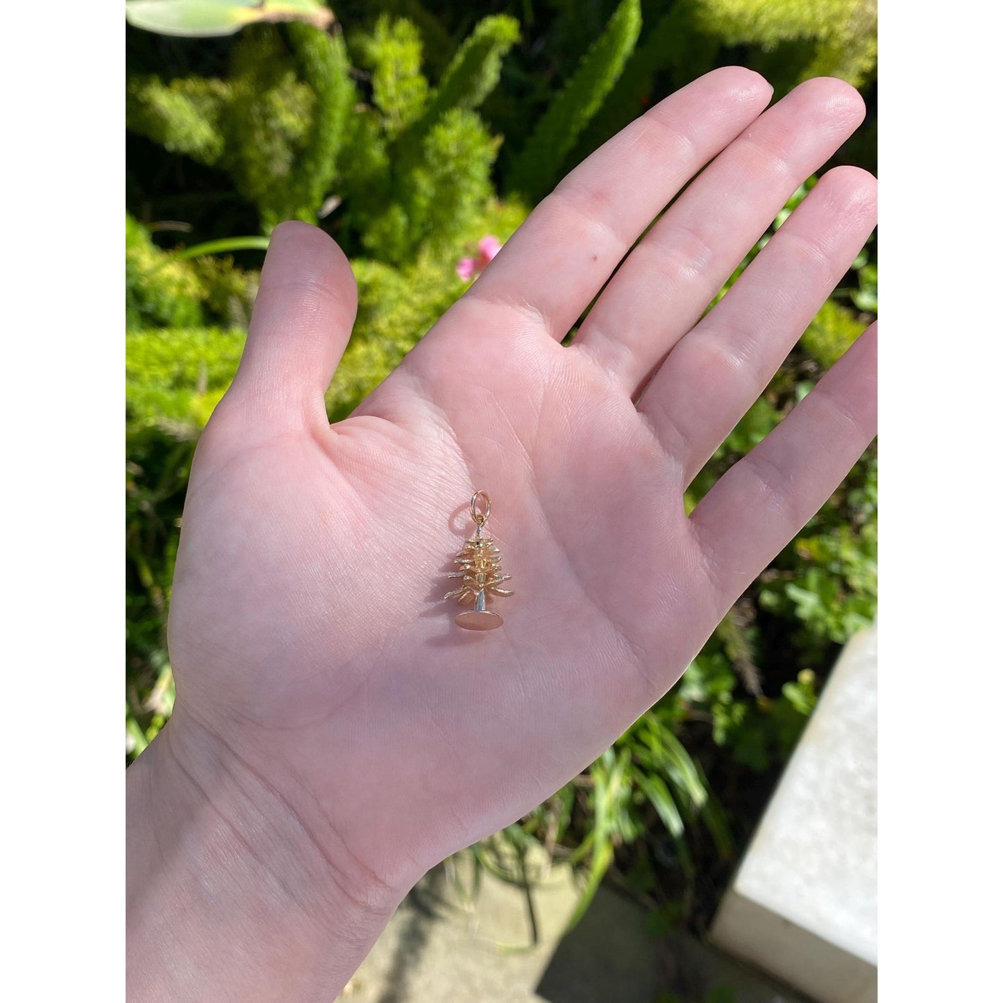 Vintage Solid 14k Yellow Gold Tree Charm