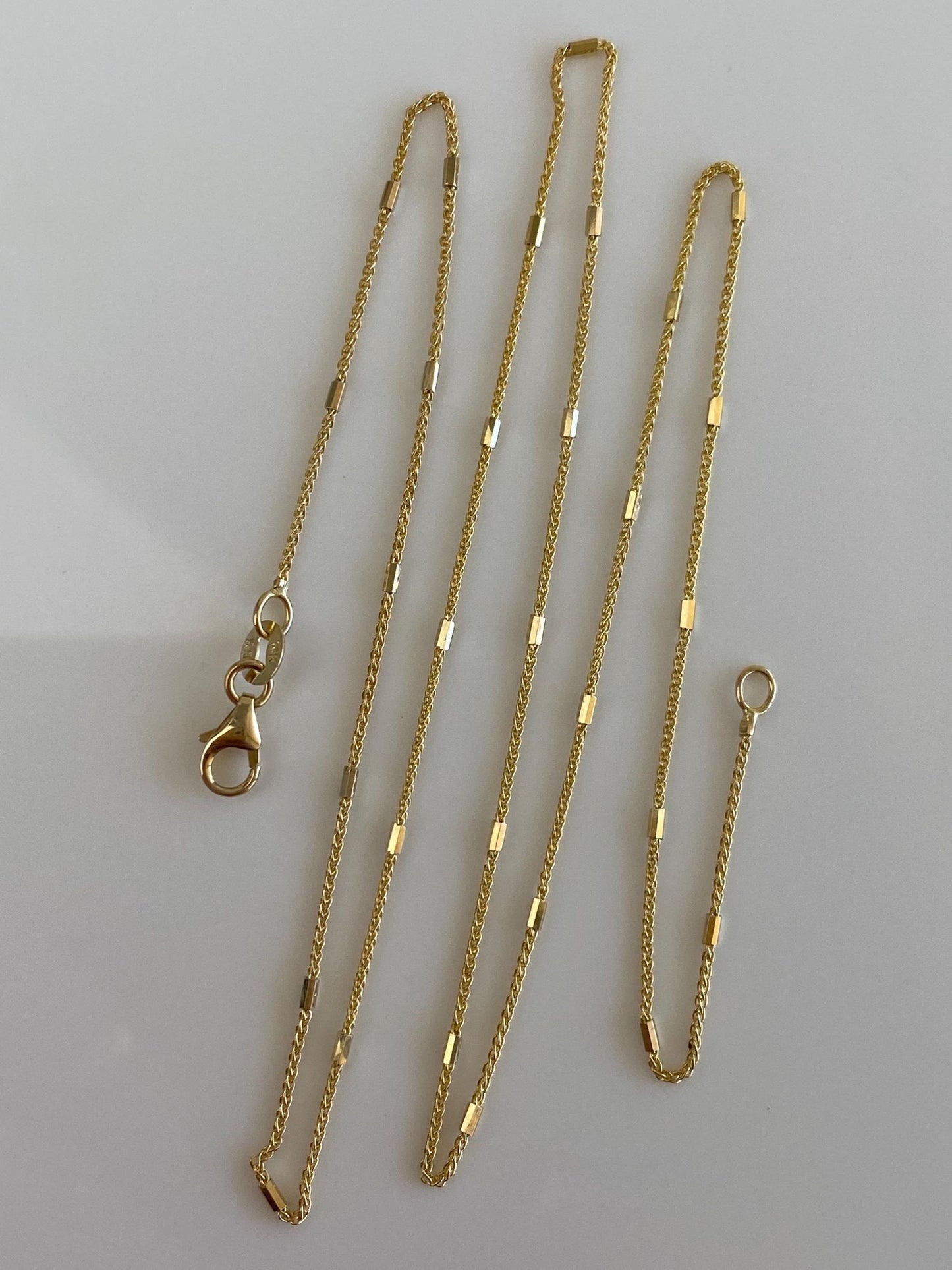 Vintage Solid 14k Yellow Gold Slim Link Wheat Chain Necklace - 18 inches