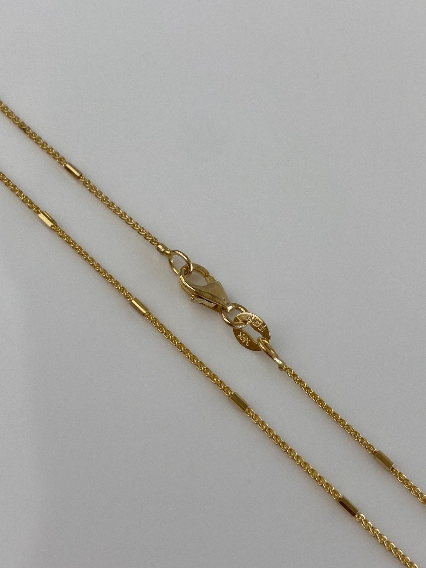 Vintage Solid 14k Yellow Gold Slim Link Wheat Chain Necklace - 18 inches