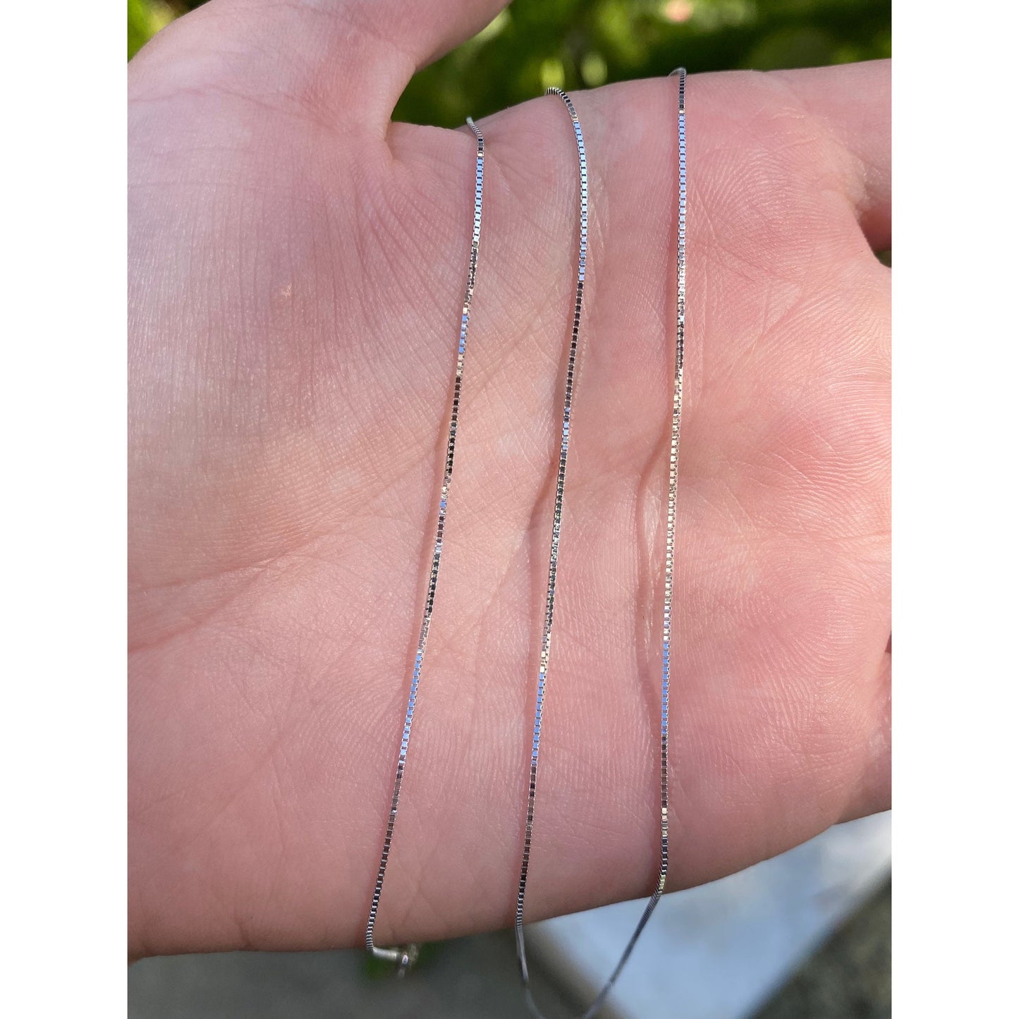 Solid 10k White Gold Box Chain Necklace - 24.5 inches