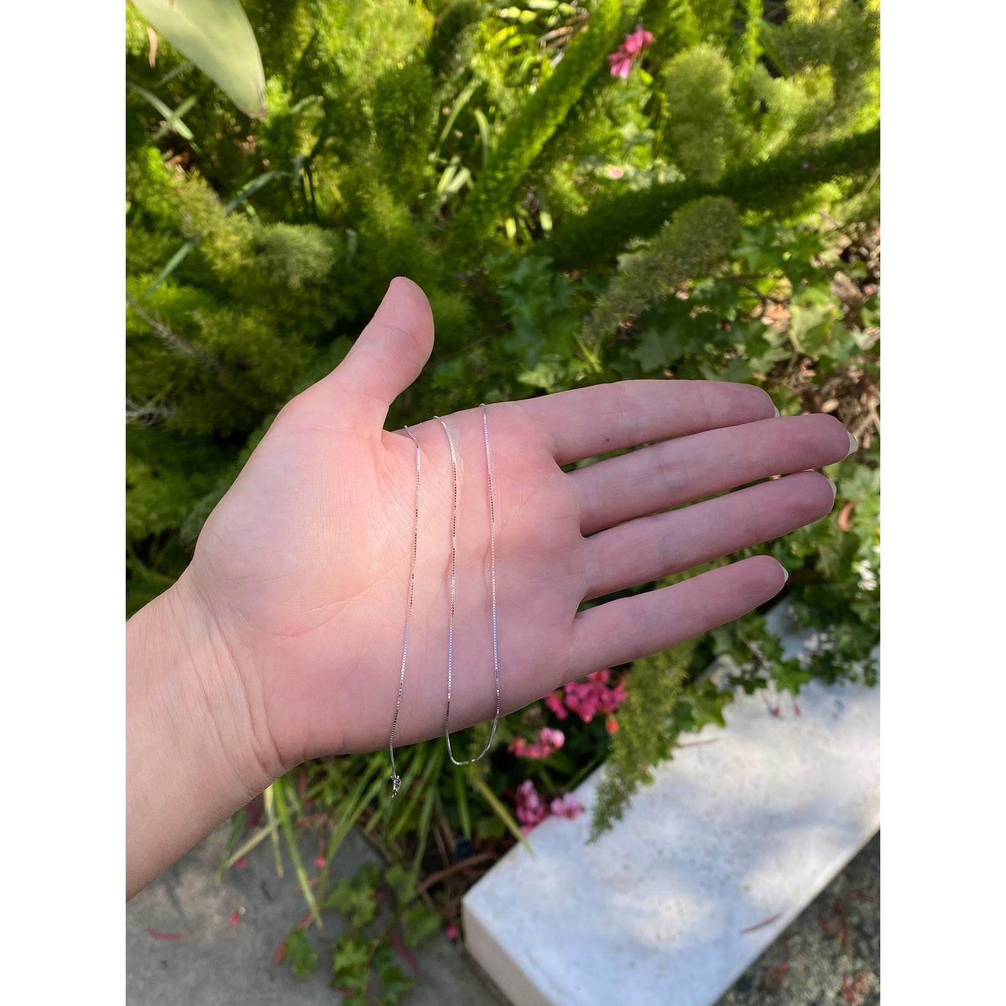 Solid 10k White Gold Box Chain Necklace - 24.5 inches