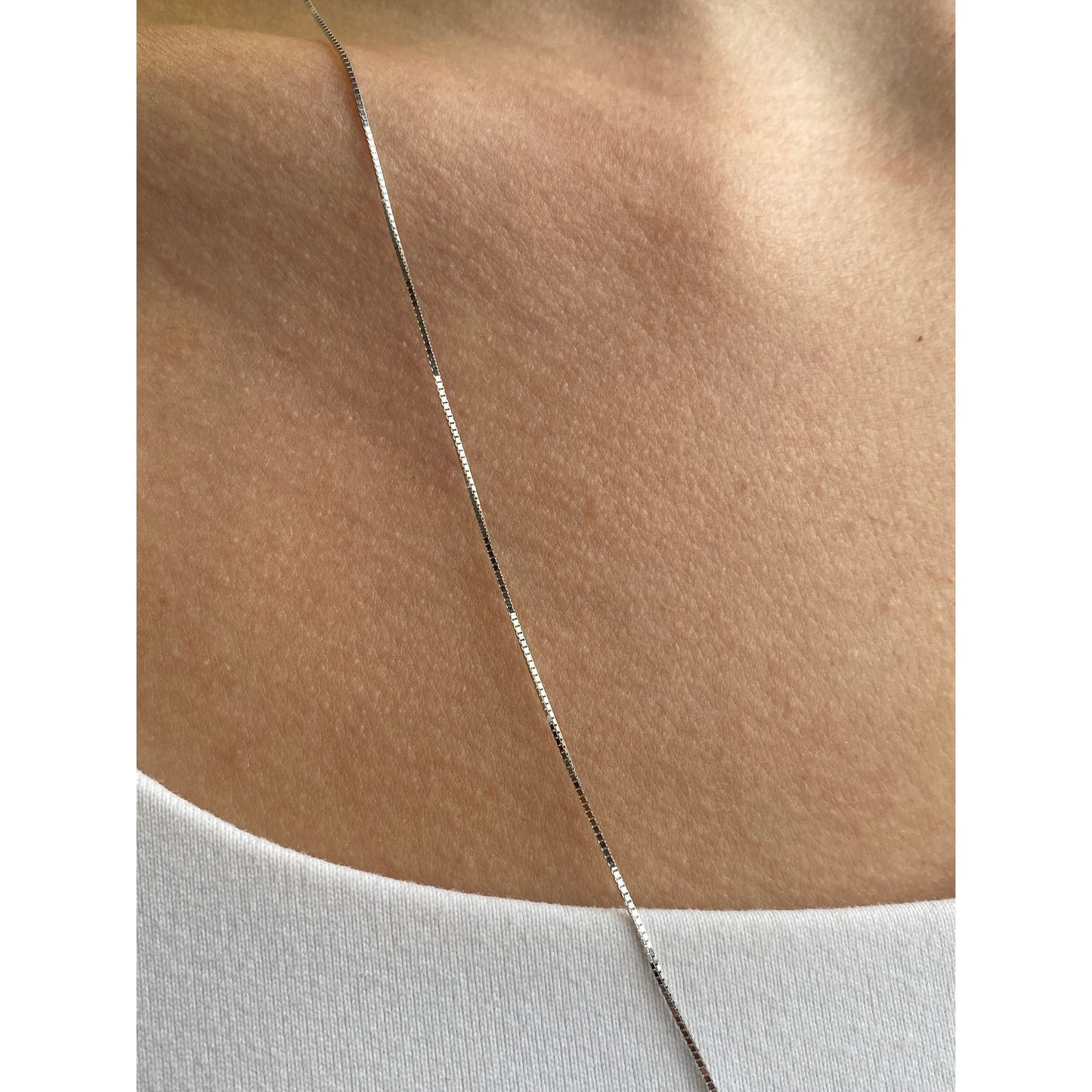 Solid 10k White Gold Box Chain Necklace - 24.5 inches