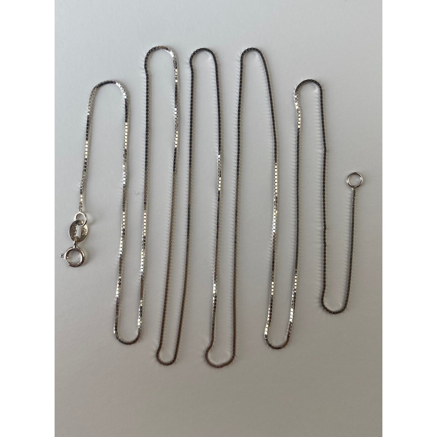 Solid 10k White Gold Box Chain Necklace - 24.5 inches