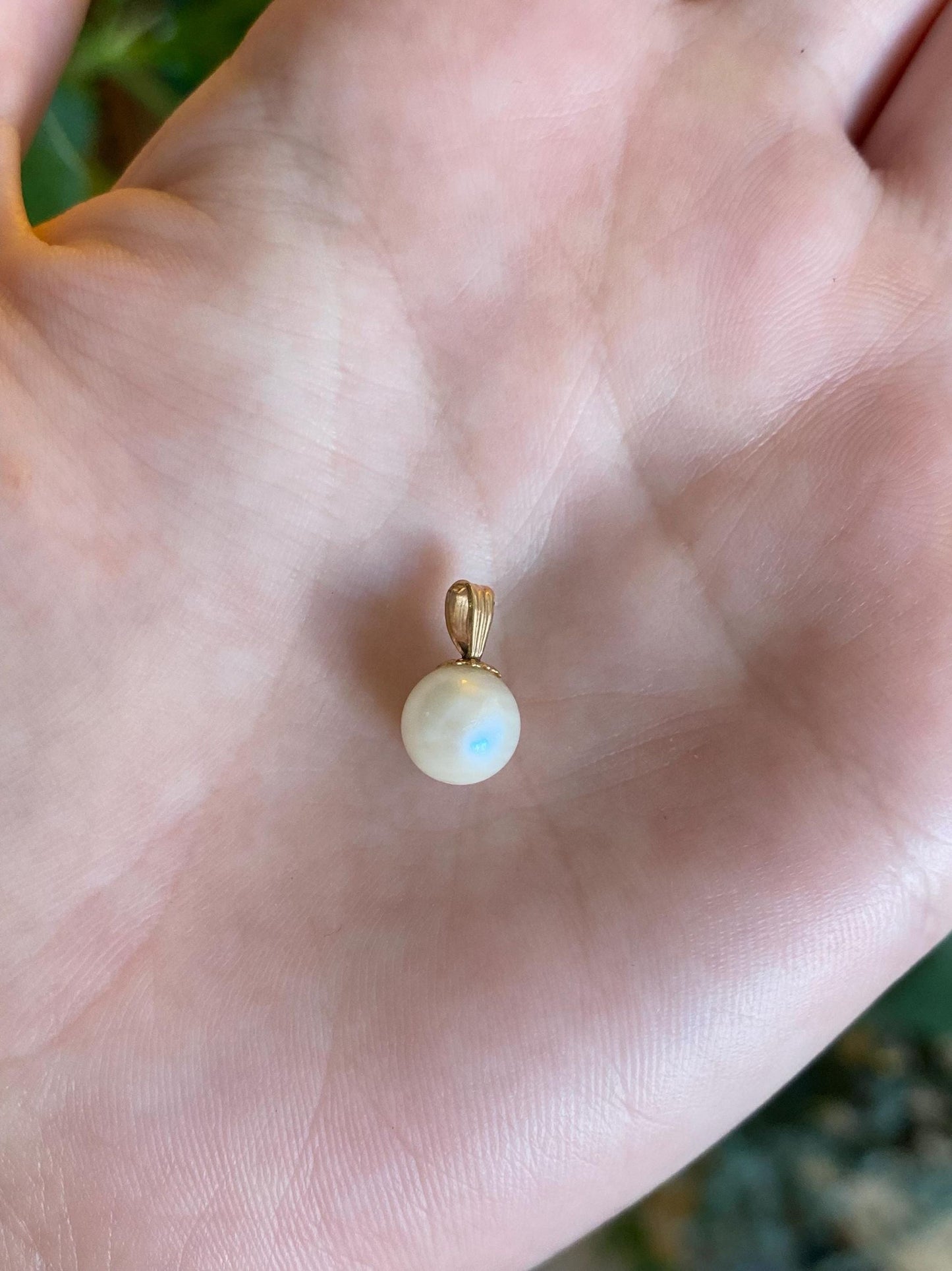 Vintage Solid 14k Yellow Gold Pearl Charm