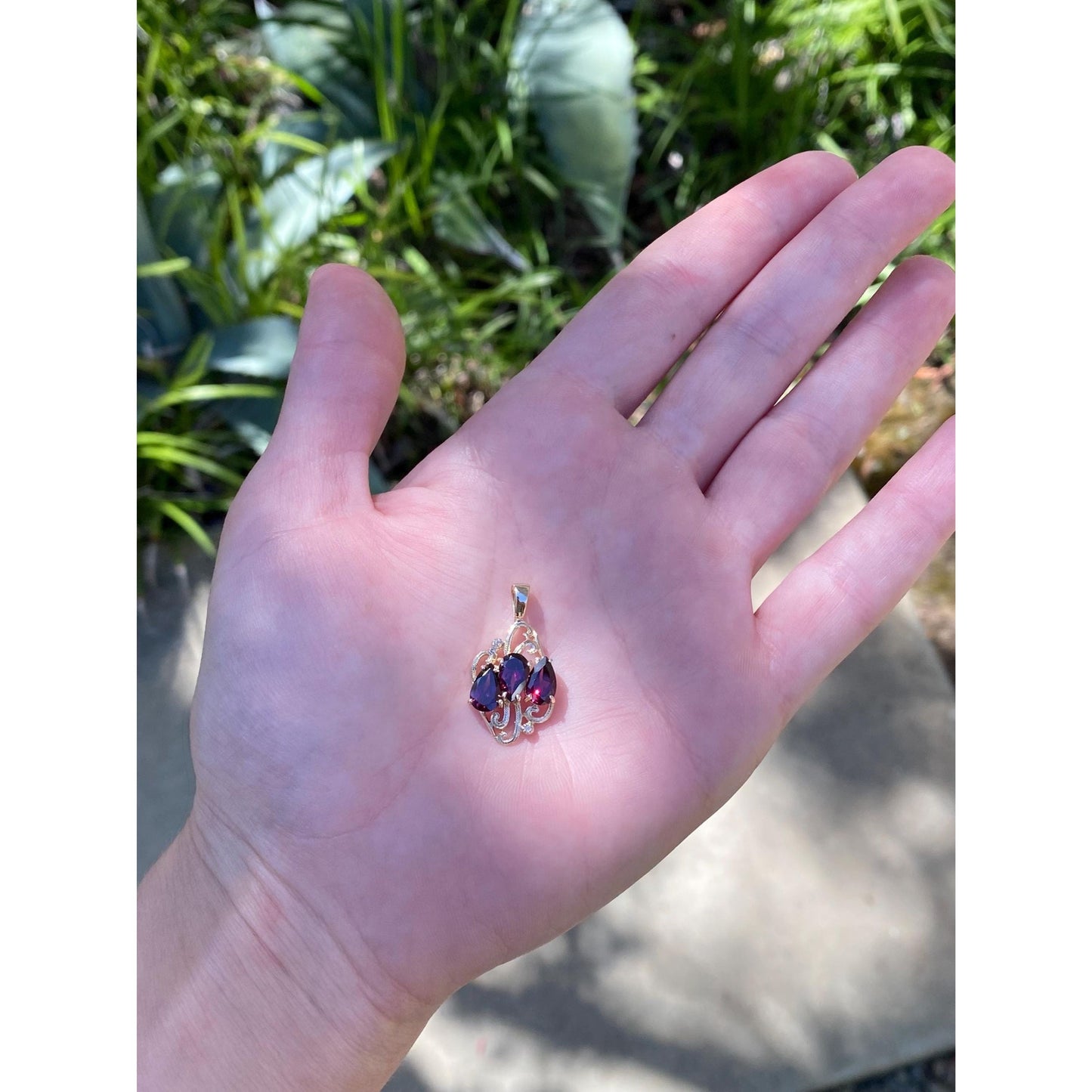 Vintage Solid 10k Yellow Gold Diamond Magenta Cubic Zirconia Charm